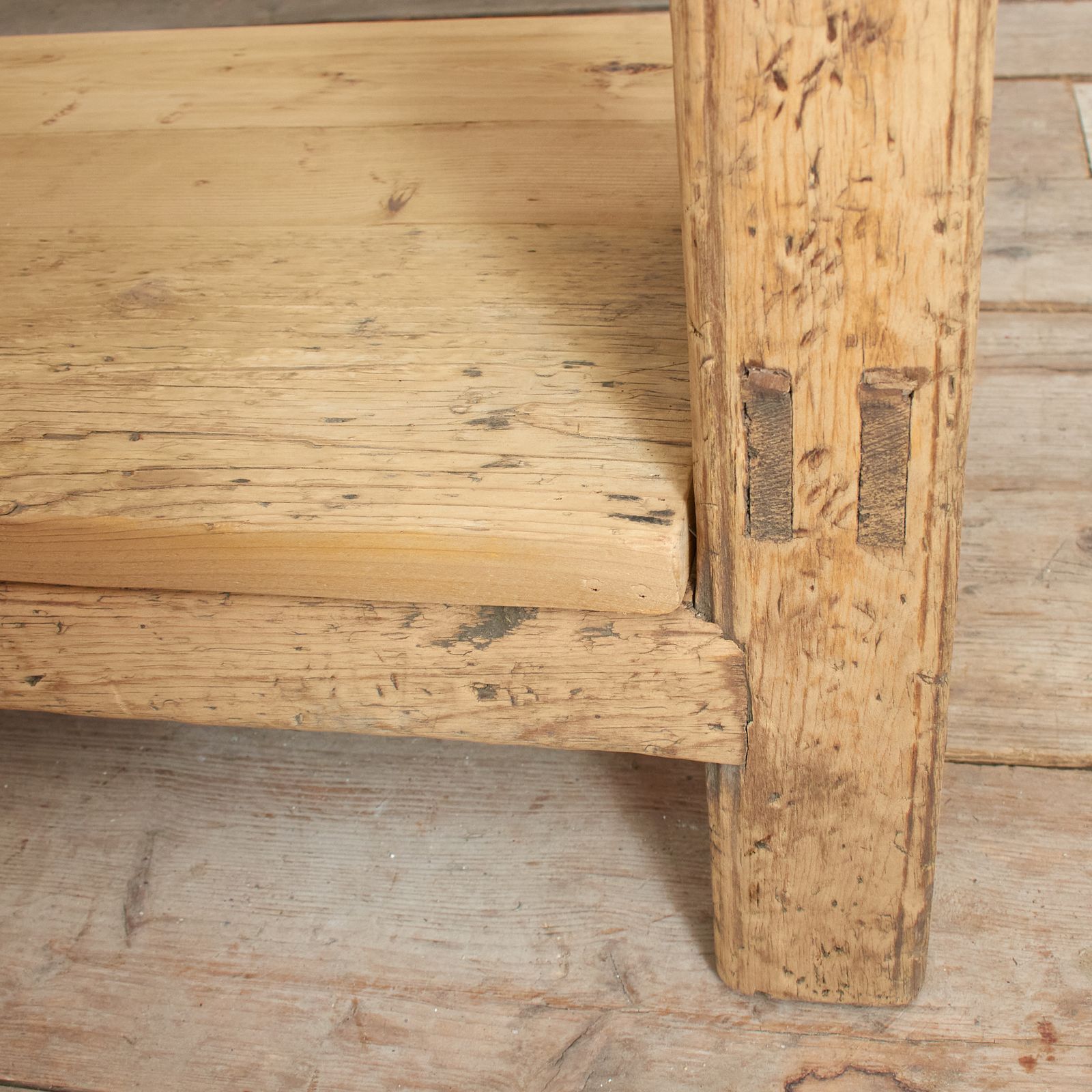 Rustic Reclaimed Antique Console Kitchen Island Bakers Table – C photo vinterior