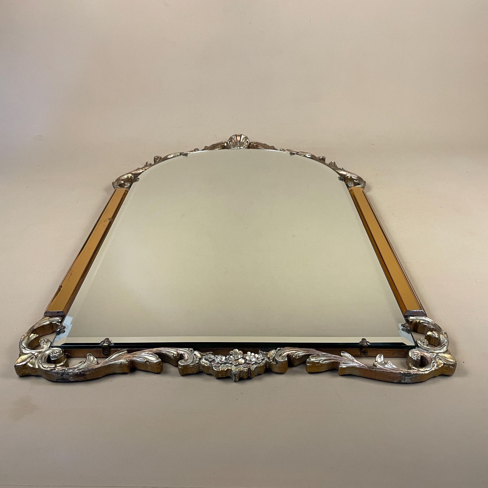 Vintage Atsonea Gold Wall Mirror Amber Bevelled Glass Arched Ornate Art Deco Hollywood Regency photo 195.0