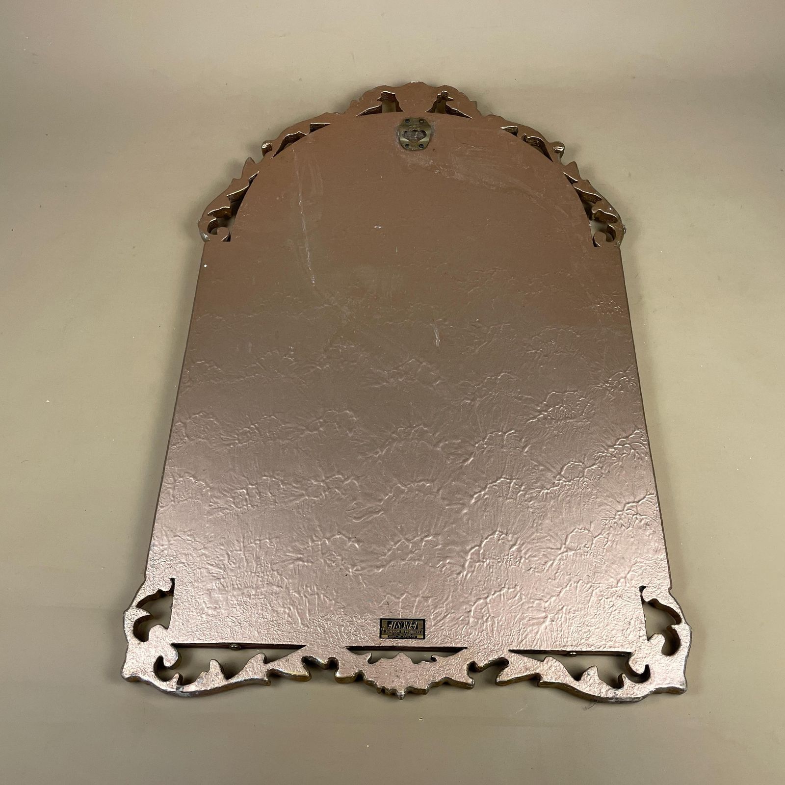 195.0 Vintage Atsonea Gold Wall Mirror Amber Bevelled Glass Arched Ornate Art Deco Hollywood Regency photo