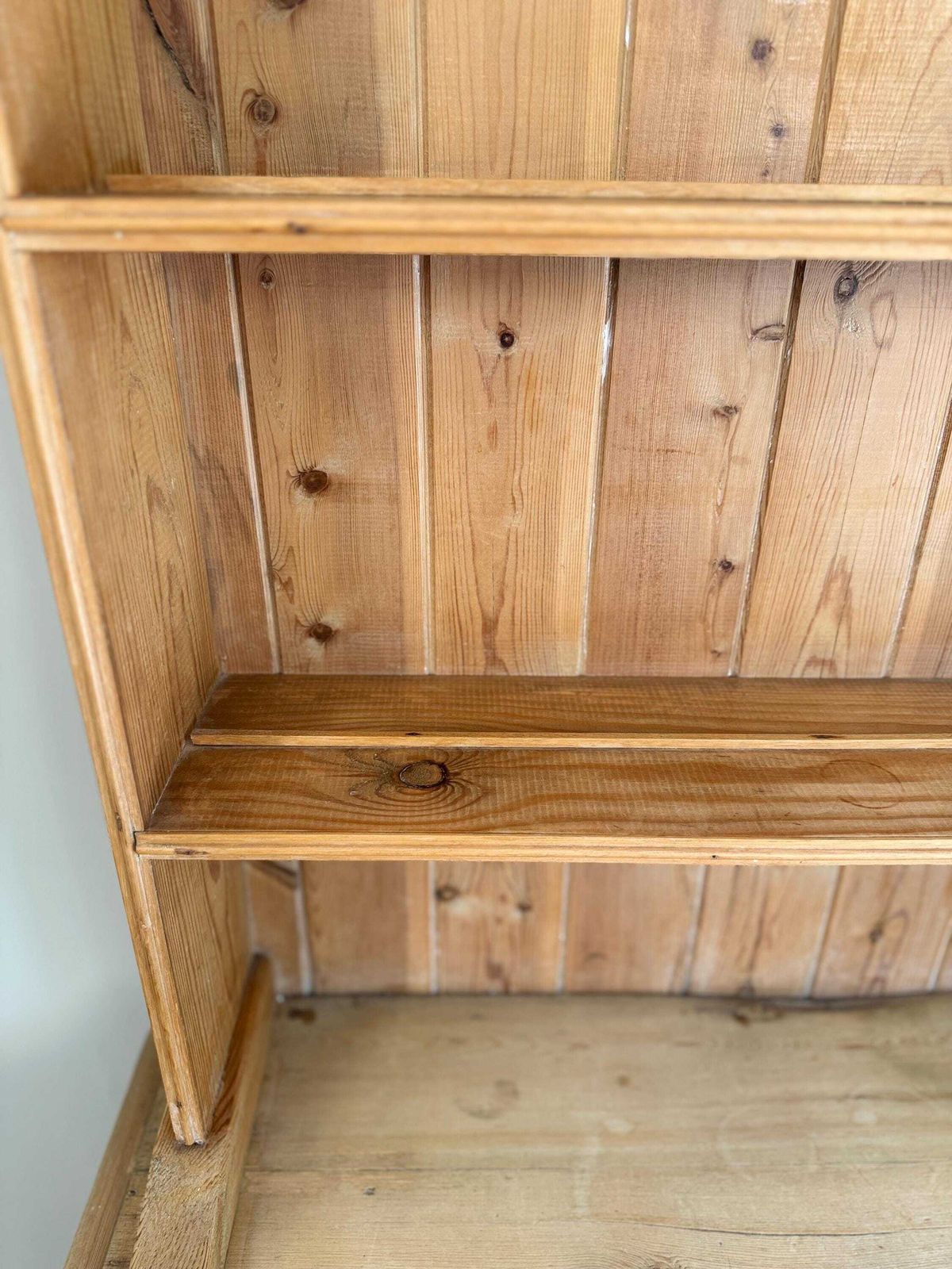 Antique Pine Dresser Sideboard With Shelving And Drawers – Rustic Farmhouse Cabinet photo furniture