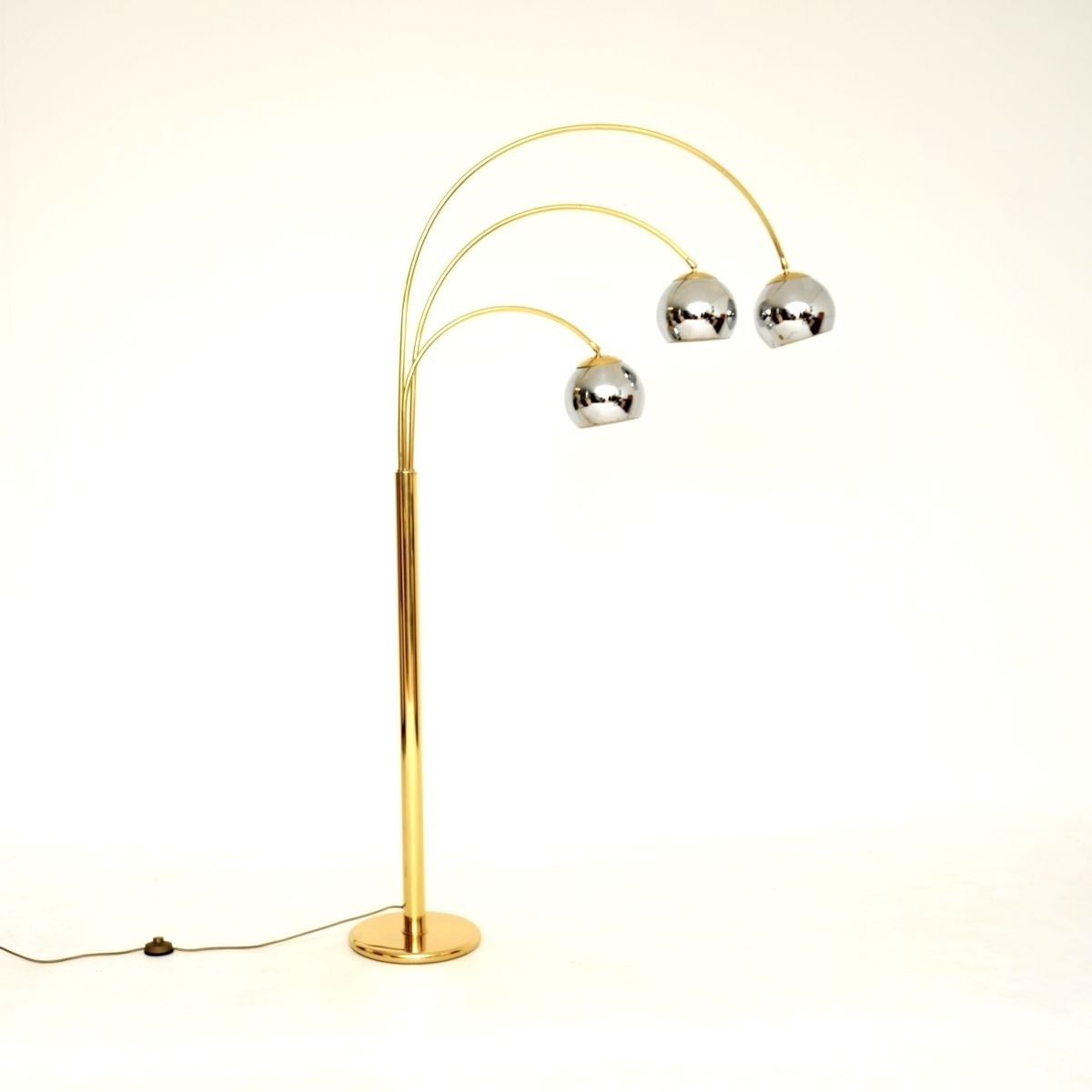 Vintage Italian Brass And Chrome Arc Floor Lamp photo for sale