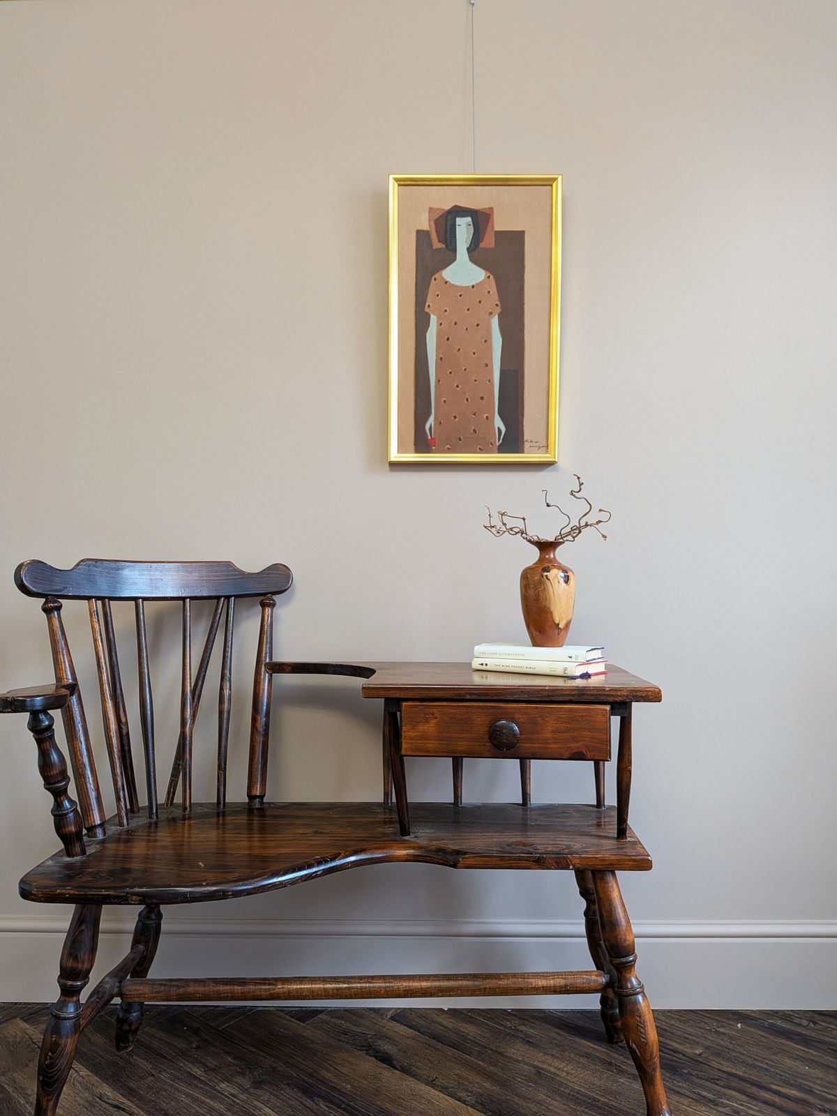 Vrouw Met Een Rode Bloem, Olieverfschilderij photo furniture