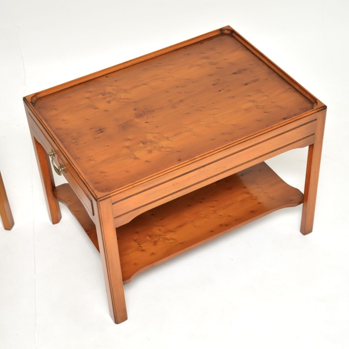 Pair Of Antique Georgian Style Yew Wood Side Tables photo Furniture