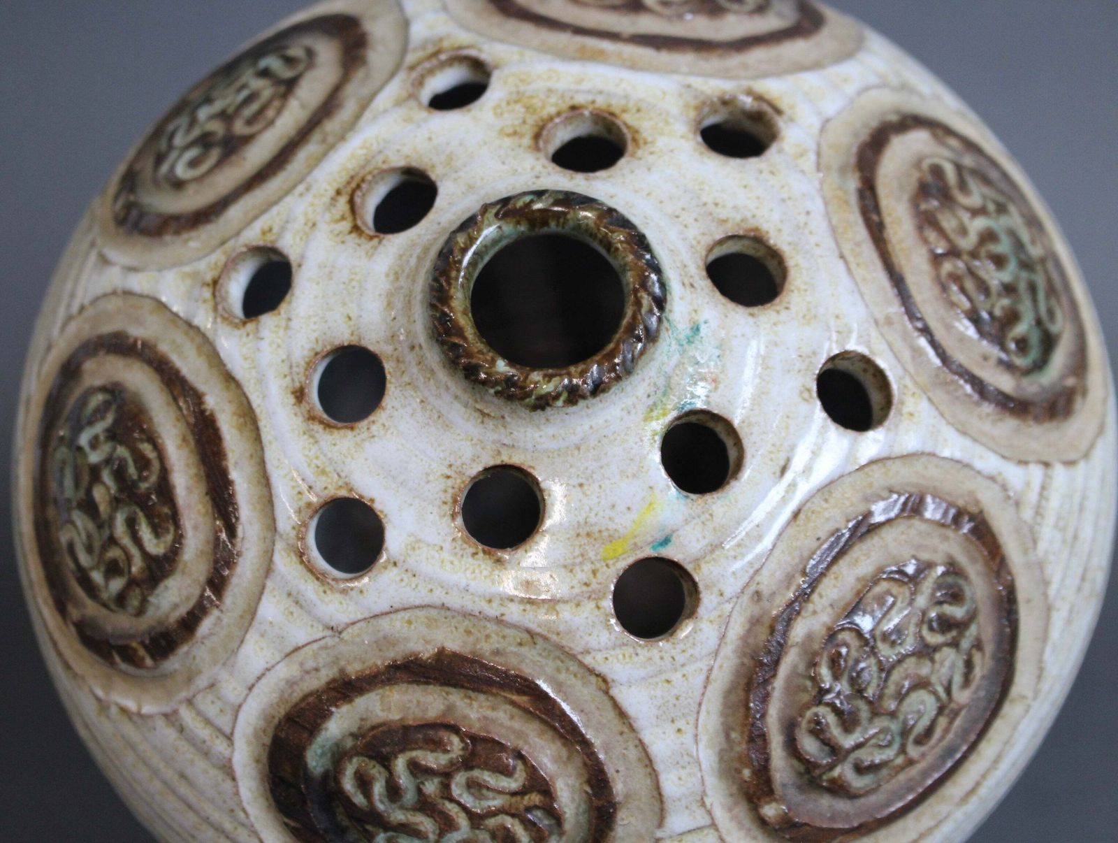 720.0 Vintage French Ceramic Flower Holder By Marcel Giraud (Circa 1960s) photo