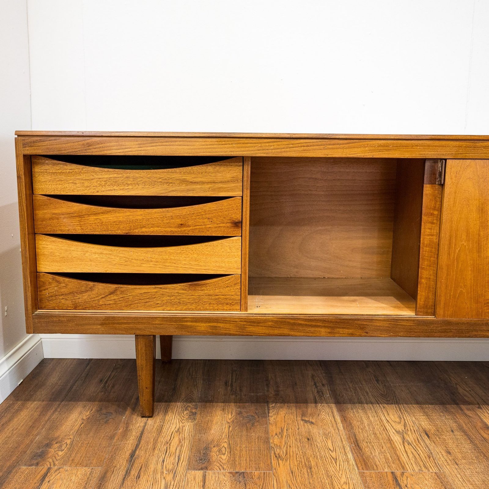 Archie Shine Long Teak Sliding Door Sideboard photo 1195.0