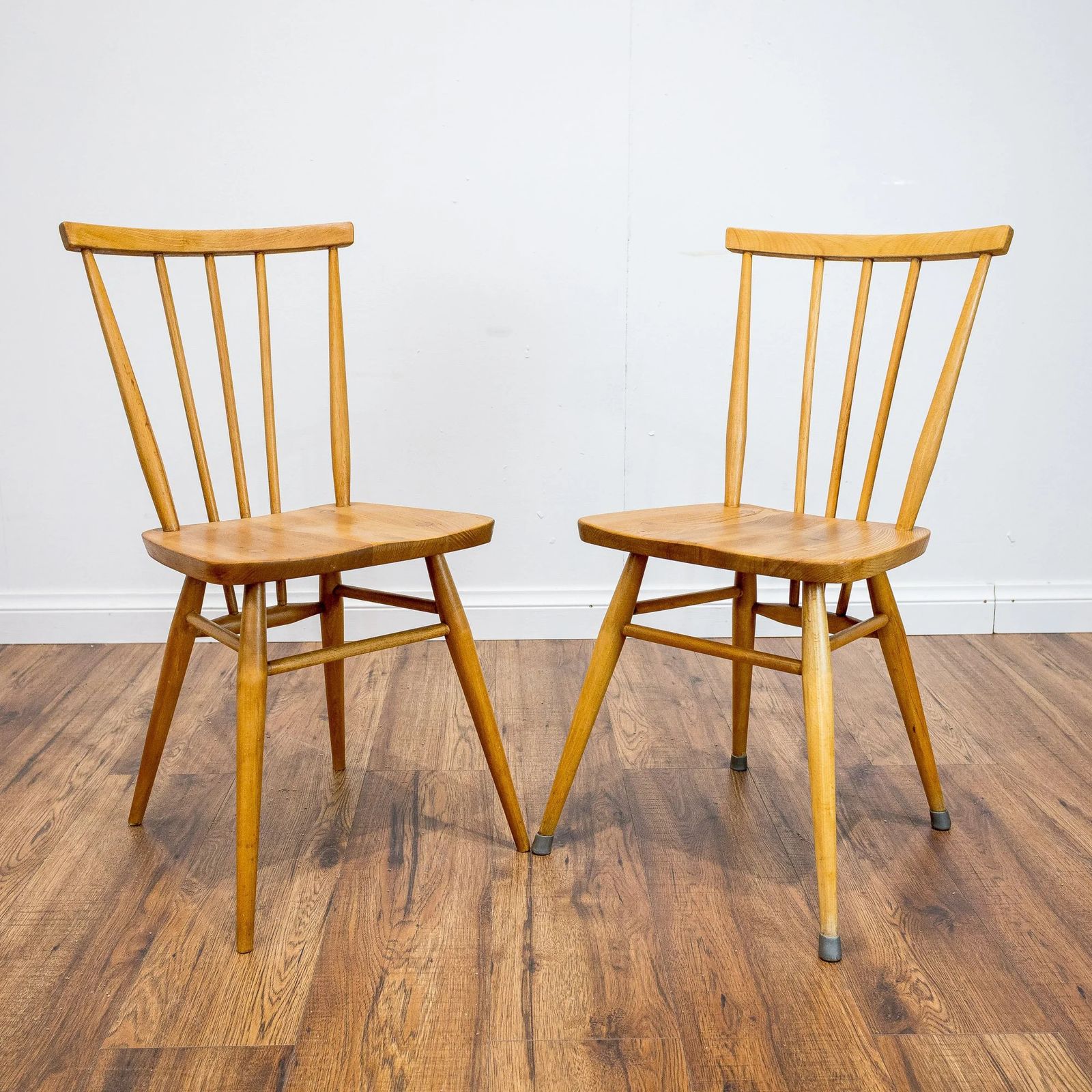 495.0 Ercol Model 391 Blue Label Elm And Beech Dining Chairs – Set Of 4 photo