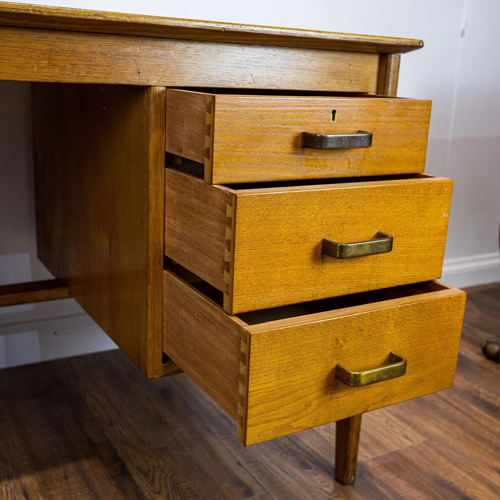 1950s Large Oak Office Pedestal Desk photo buy
