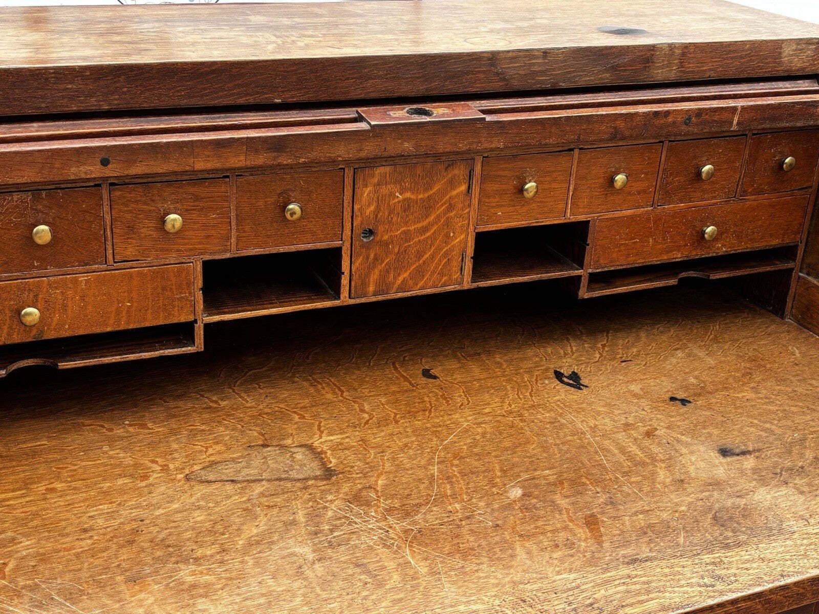Edwardian Oak Roll Top Desk. With Fitted Interior. photo 812.0