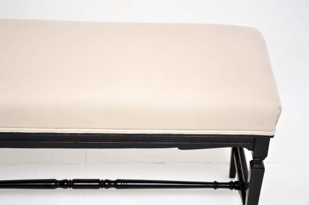 Antique Victorian Ebonised Stool / Bench photo vinterior