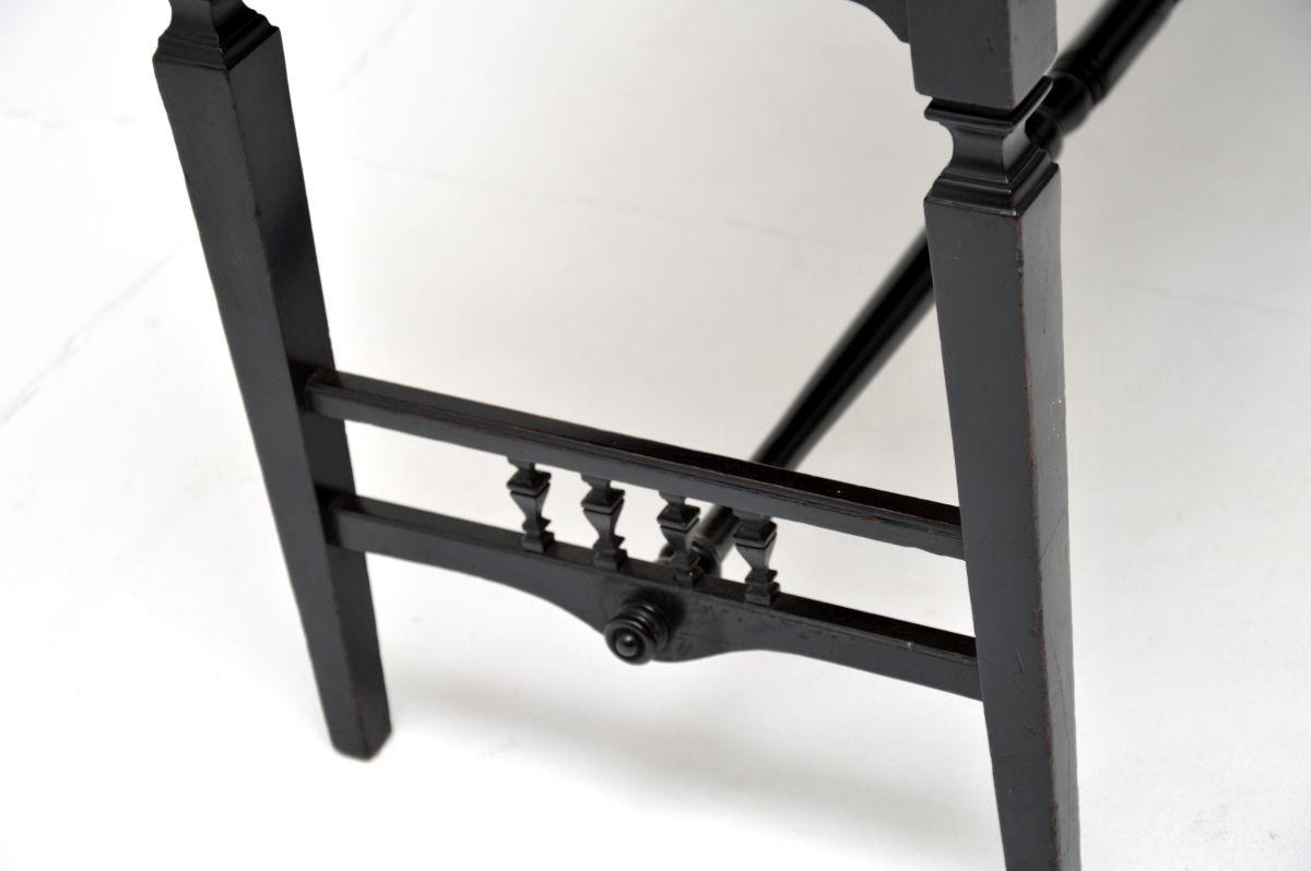 Antique Victorian Ebonised Stool / Bench photo vintage