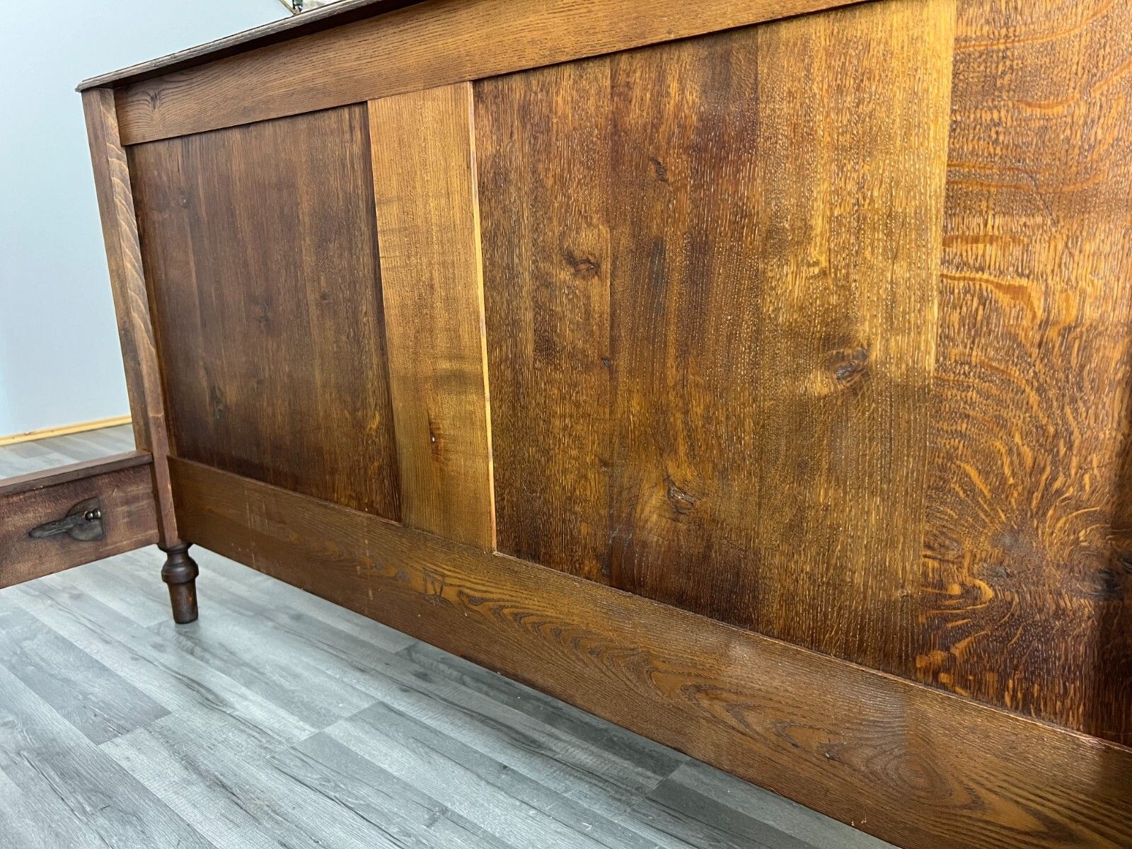 photo for sale Bed Antique French Style Double Bed Wood Frame Carved Headboard Lot 3239