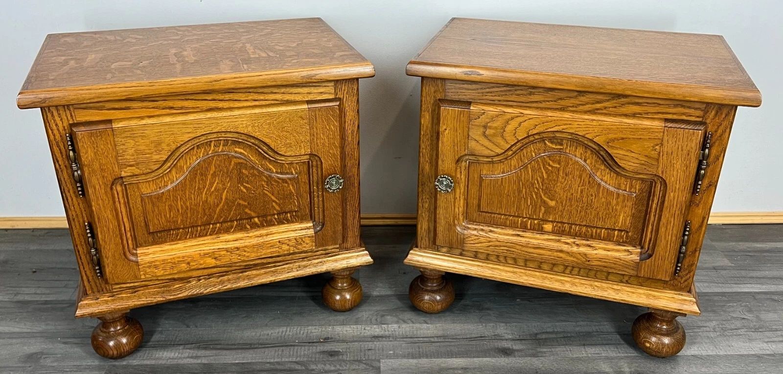Pair Of Bedside Tables Vintage French Nightstands Carved Cabinets Lot 3116
