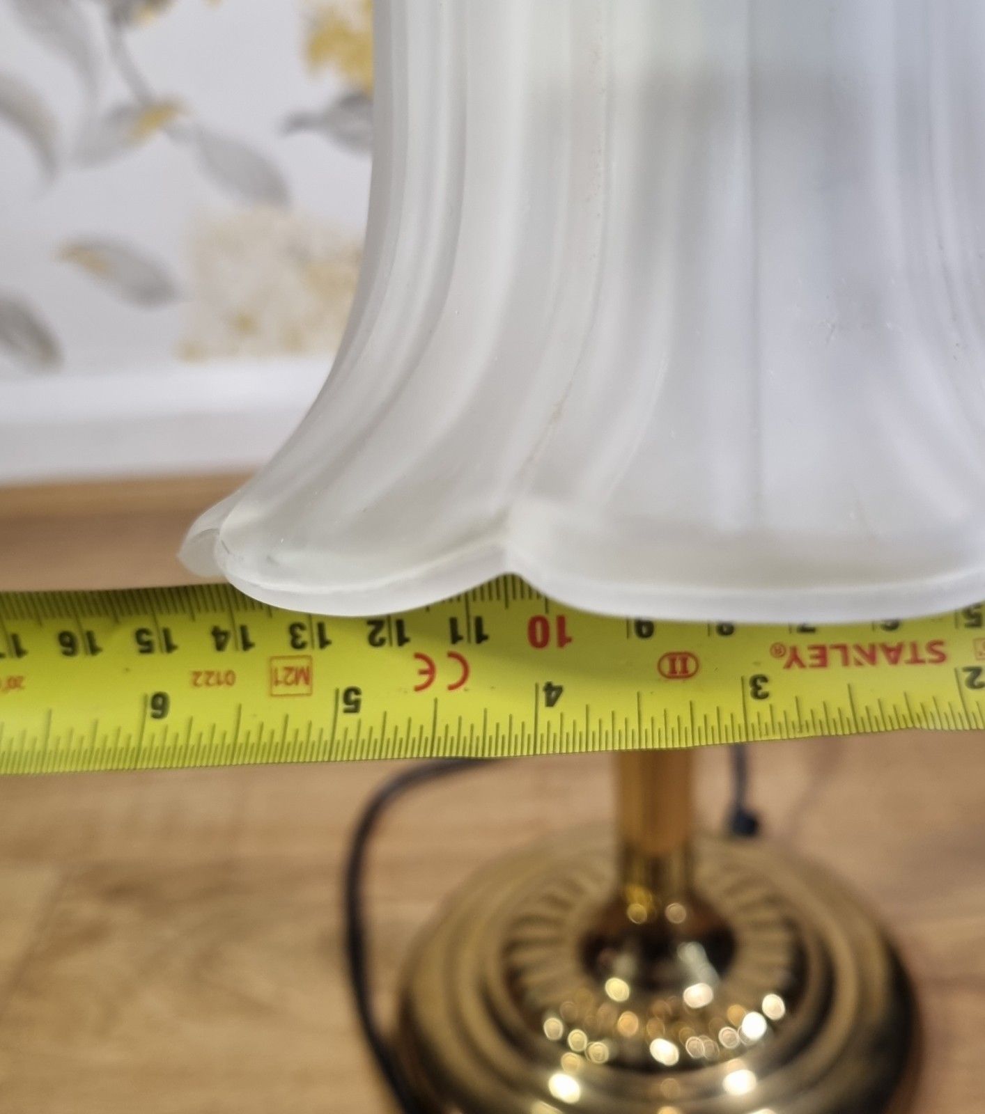 photo vinterior Vintage Brass Swan Neck Table Lamp Glass Tulip Shade Art Nouveau/Antique  Style