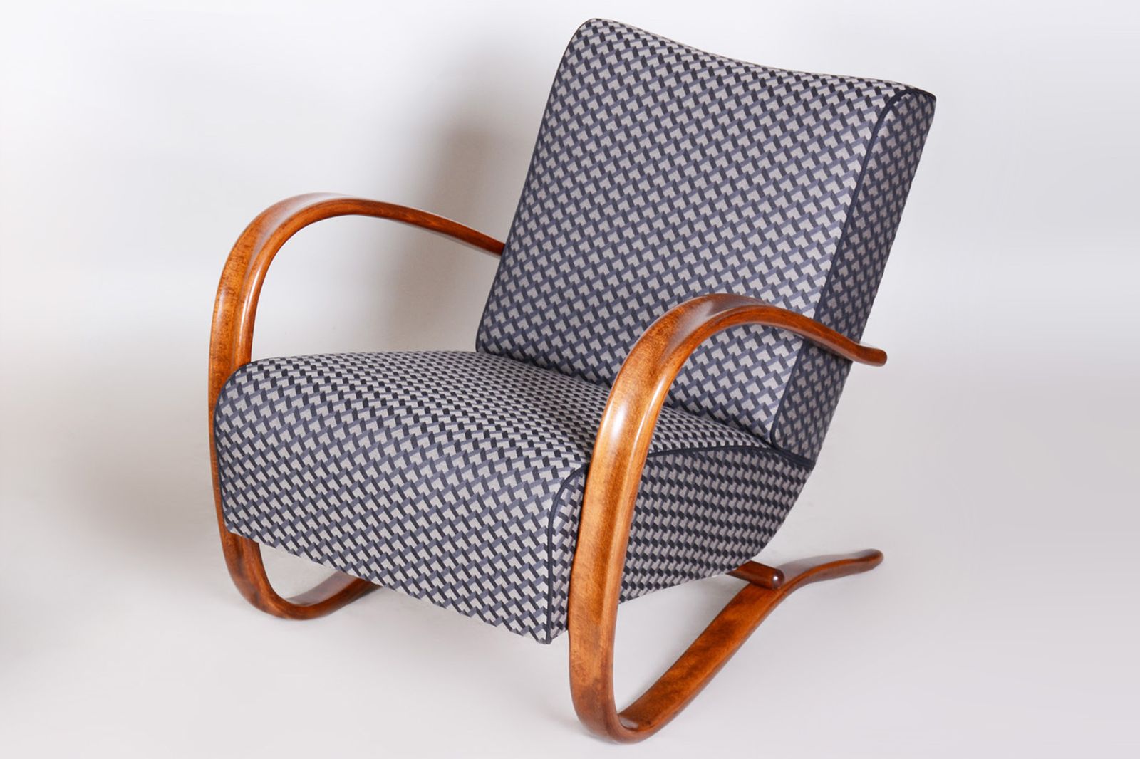 Restored Art Deco Armchair, By J. Halabala For Up Zavody, Beech, Czech, 1930s photo vinterior