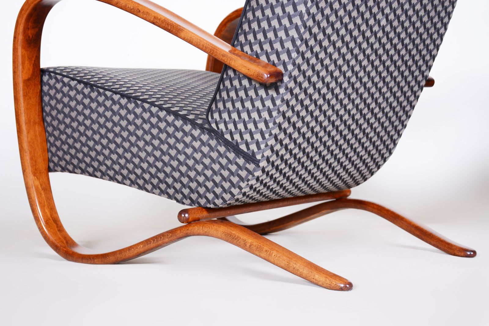 Furniture Restored Art Deco Armchair, By J. Halabala For Up Zavody, Beech, Czech, 1930s photo