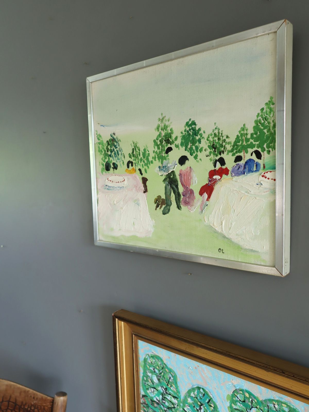 Garden Celebration Oil Painting photo vintage