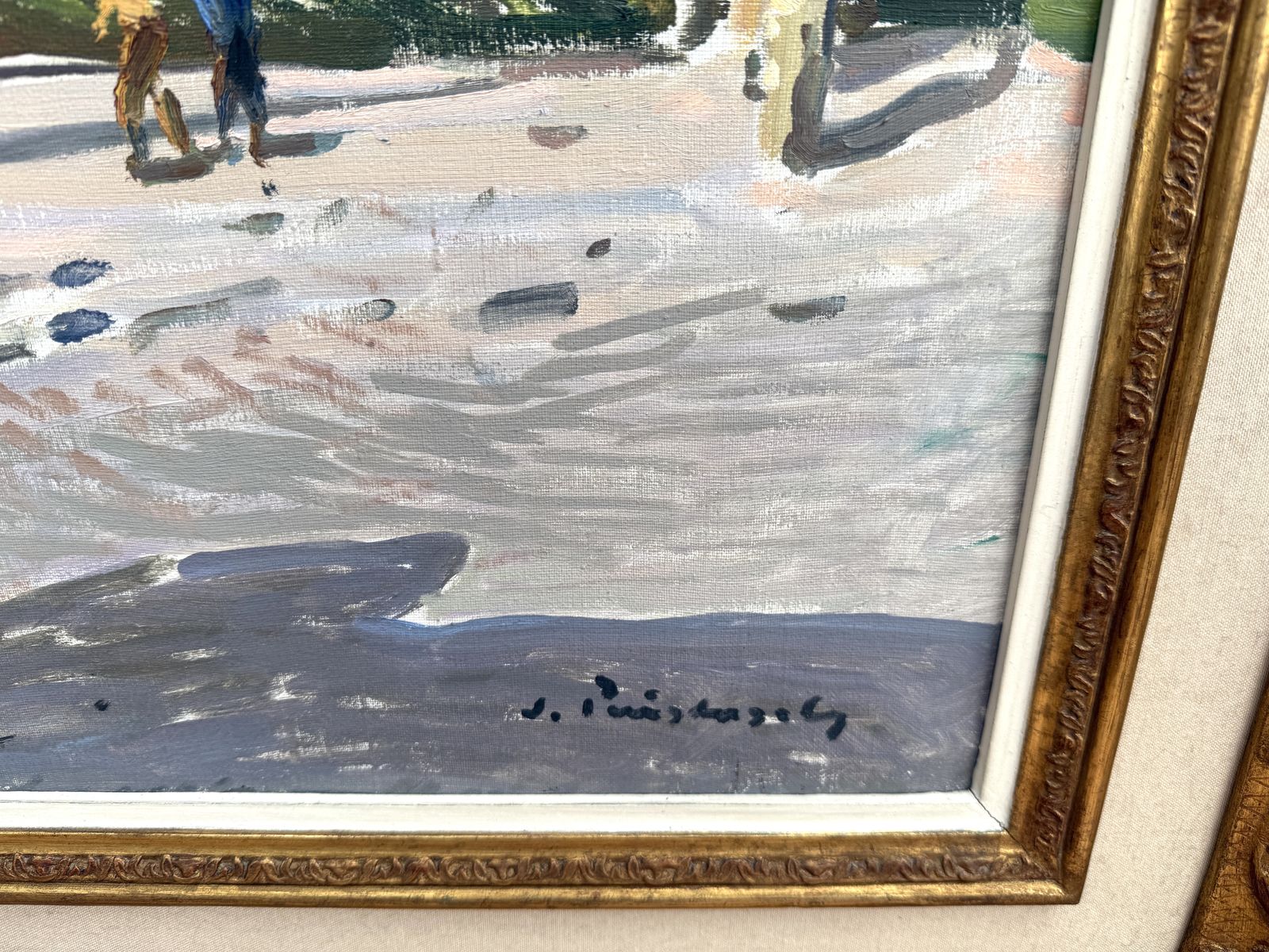 Josep Puigdengolas Barcelona Montjuic Park Fountain Cityscape Catalan Post Impressionist Oil Canvas 1970s photo for sale
