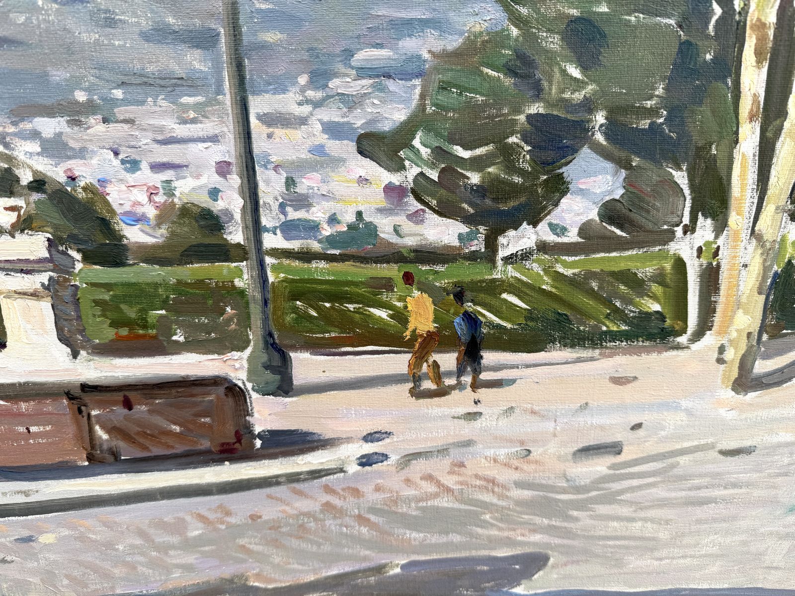 Josep Puigdengolas Barcelona Montjuic Park Fountain Cityscape Catalan Post Impressionist Oil Canvas 1970s photo Art