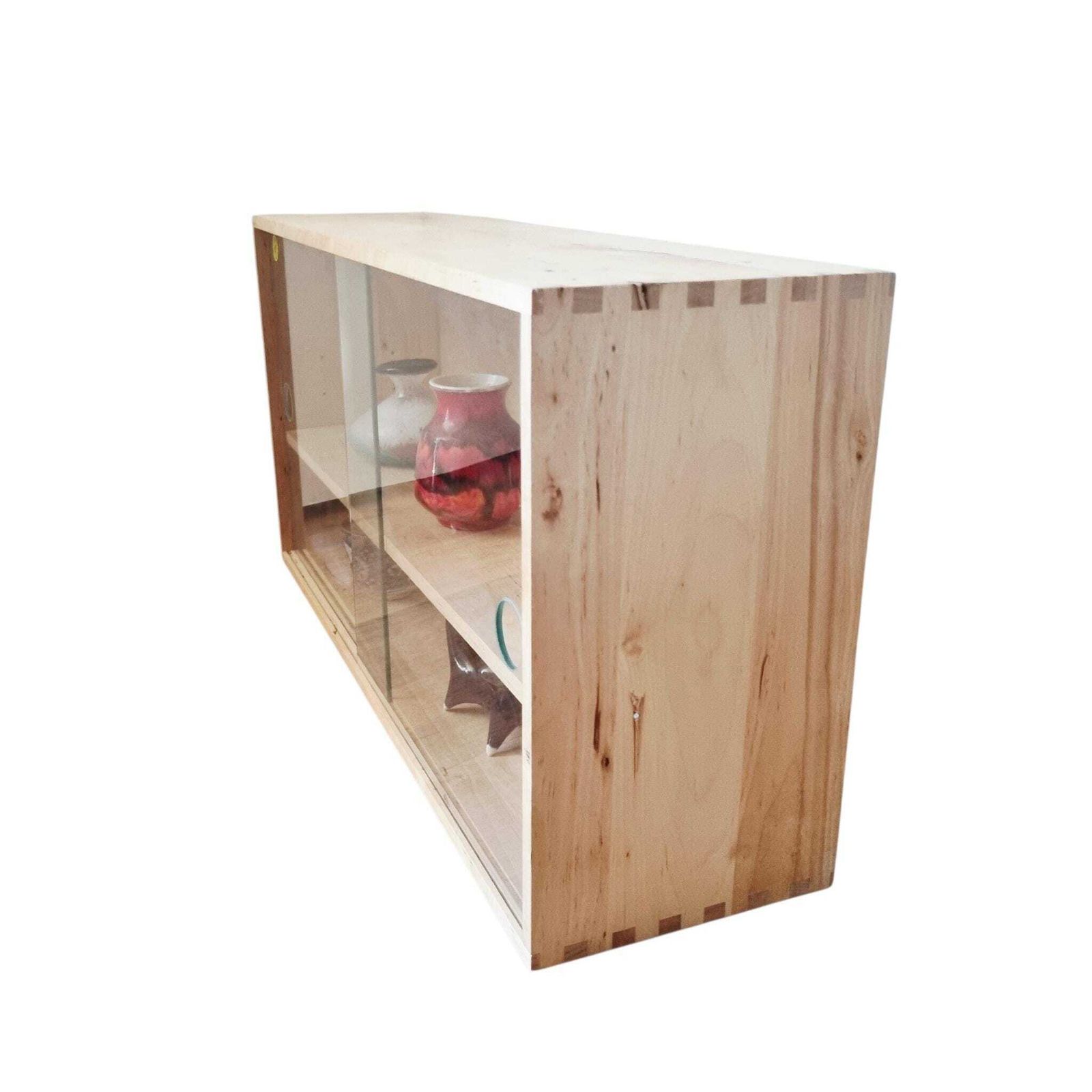 photo furniture Vintage Ikea Blonde Wood Small Mcm Wall Cabinet With Sliding Glass Doors