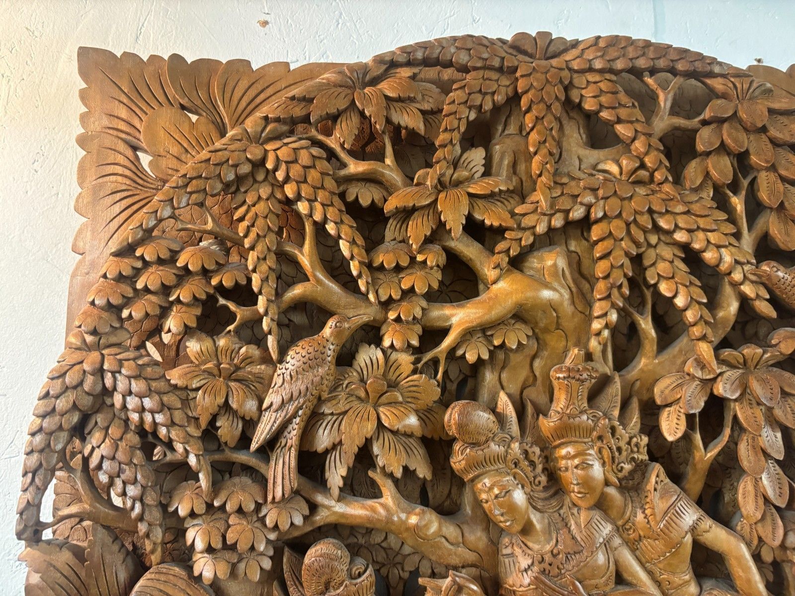 Vintage Balinese Hand Carved 3d Wall Art Panel photo furniture