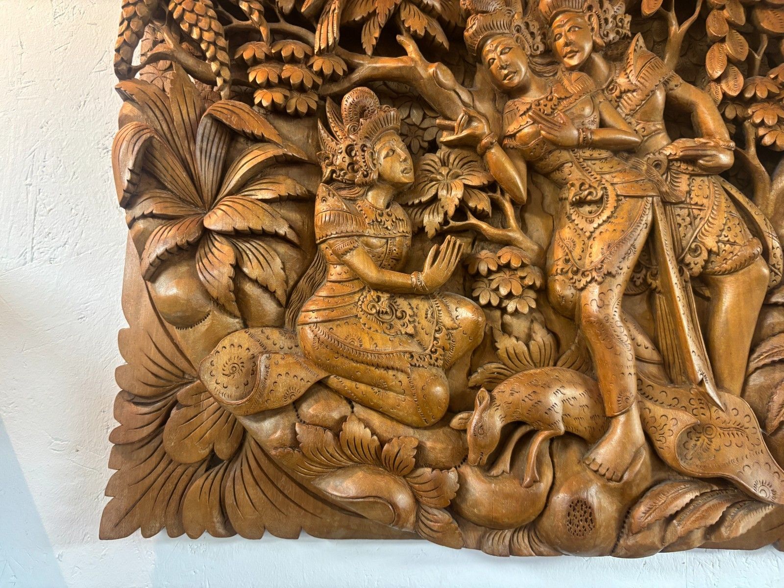 Vintage Balinese Hand Carved 3d Wall Art Panel photo Art