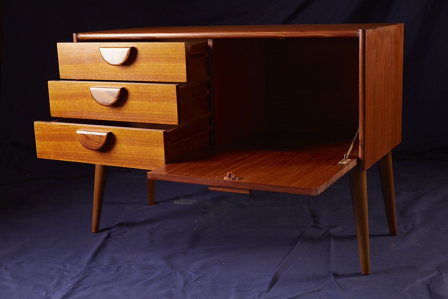 Mid Century 1970s White And Newton Burmese Teak Small Sideboard   – Custom Height Options photo for sale