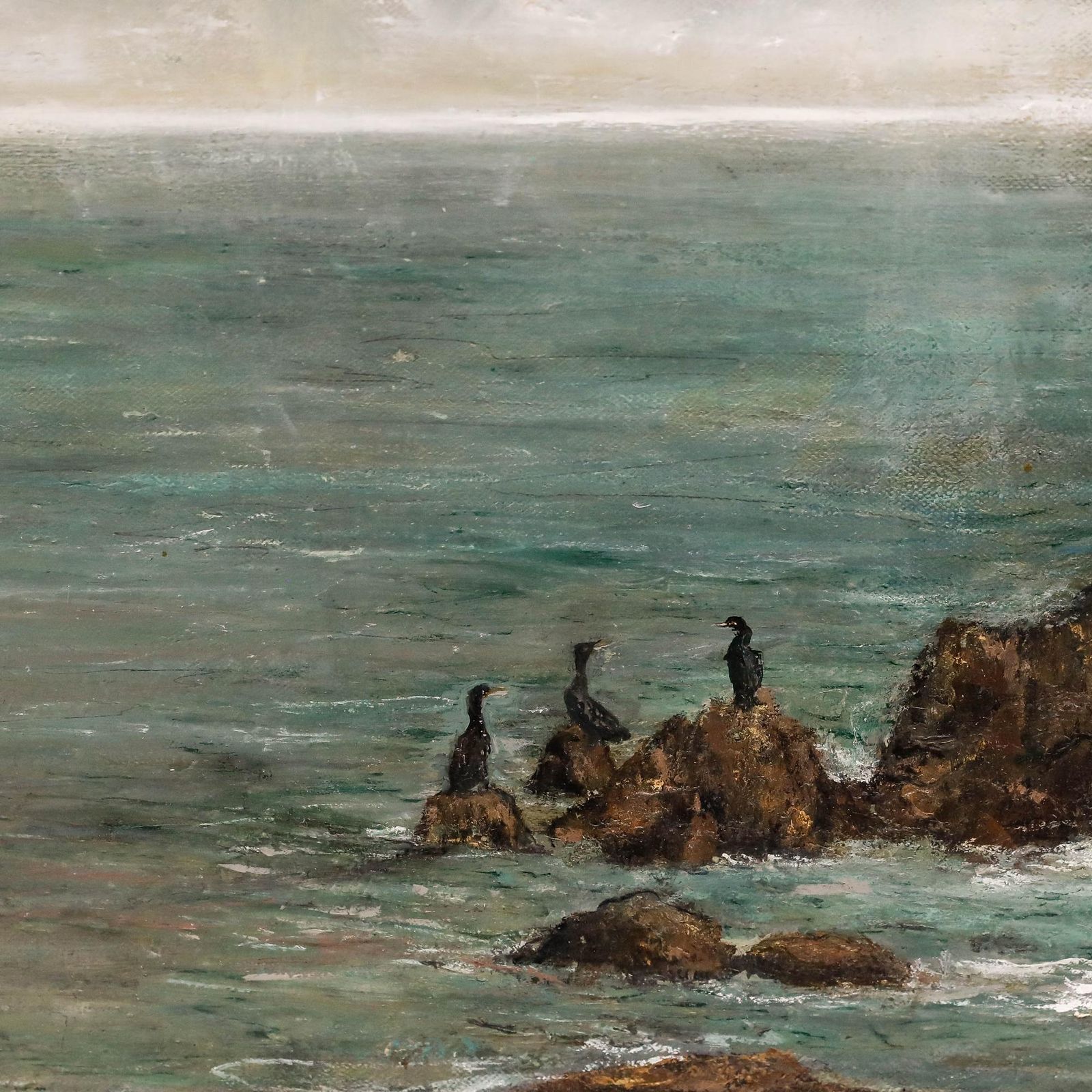 Karen Edwards (B.1961) Framed Contemporary Oil, The Cormorants photo 325.0
