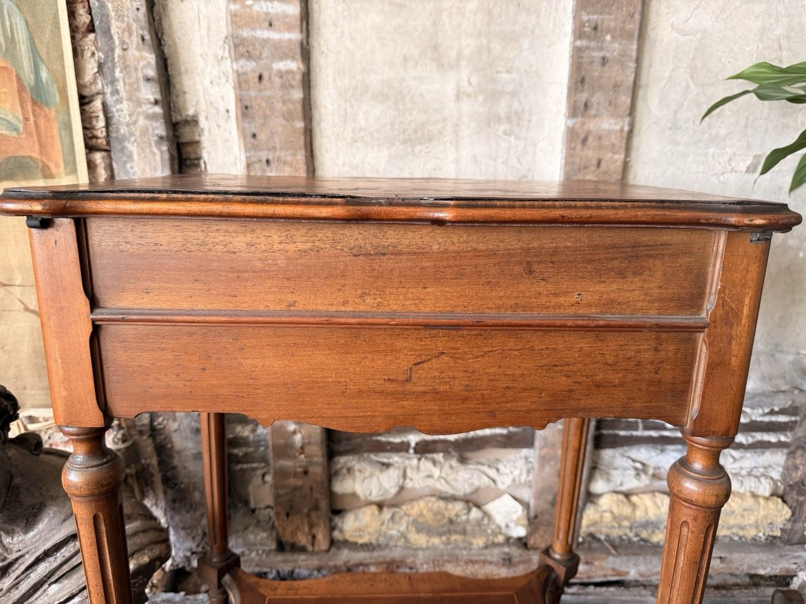 photo buy Antique French Inlaid Marquetry Mirror Dressing Table Side Table