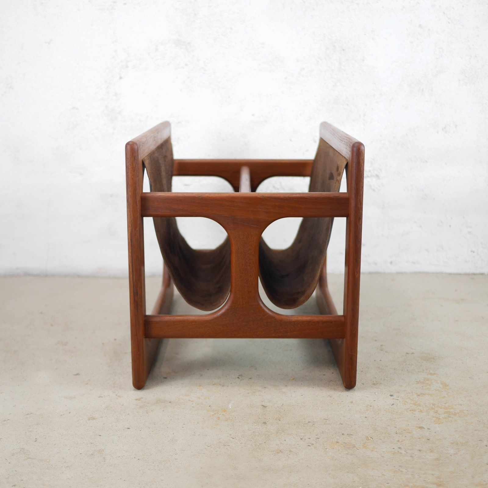 Mid Century Teak Leather Magazine Rack Aksel Kjersgaard For Salin Mobler #103201 photo furniture