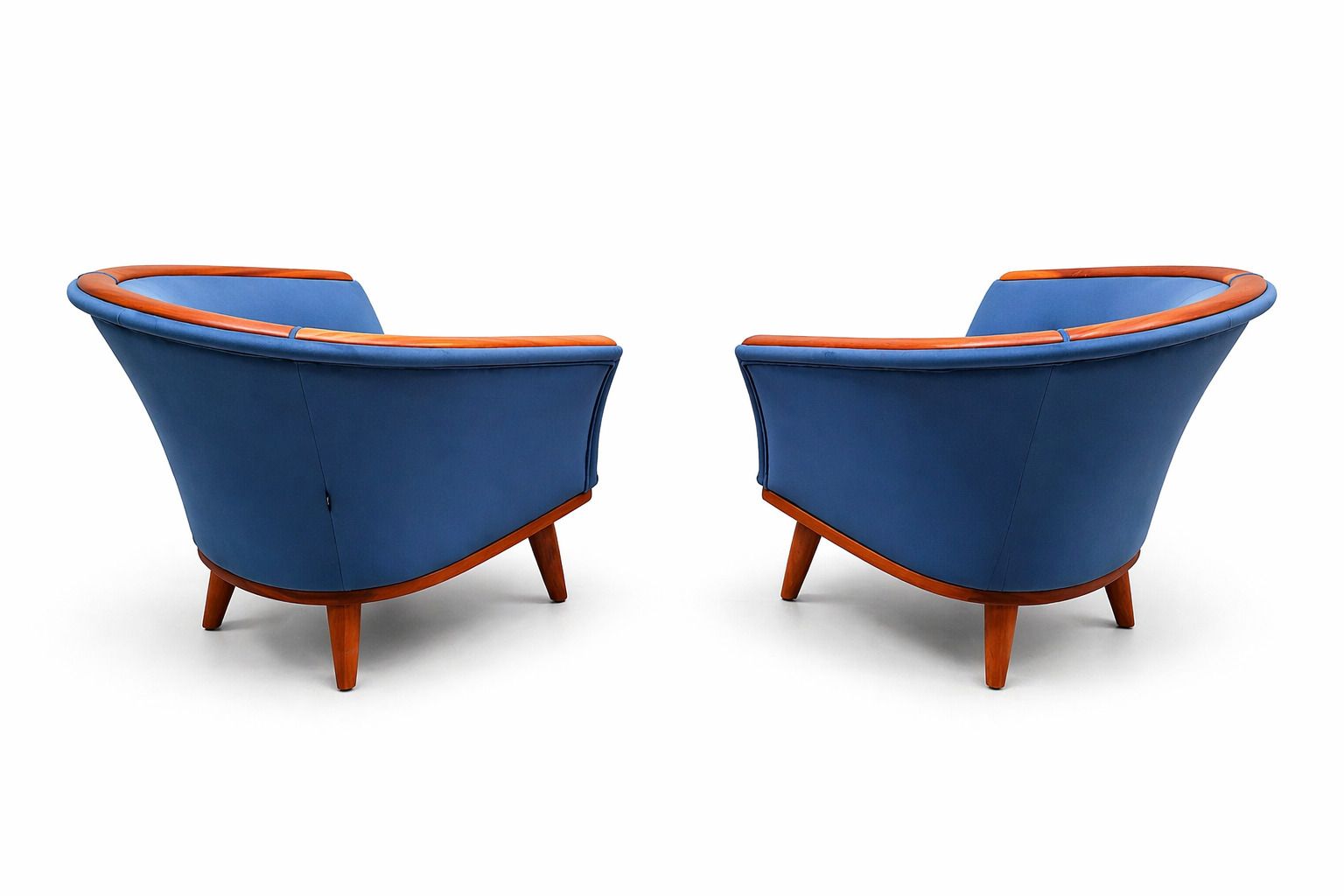 Mid Century Danish Teak Lounge Chair, 1950s – Blue Velvet photo for sale
