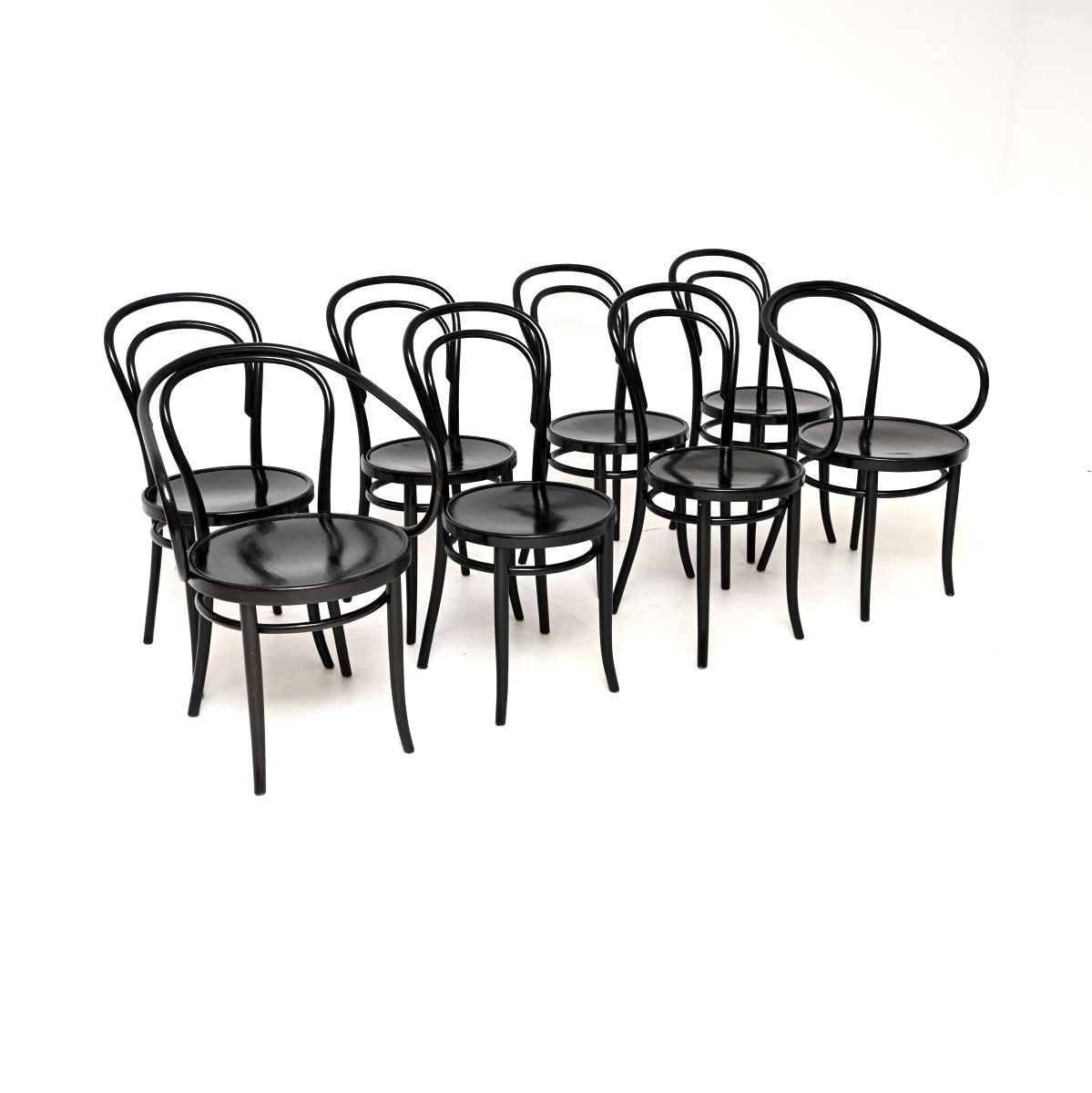 Set Of Eight Vintage Bentwood Thonet Dining Chairs photo furniture