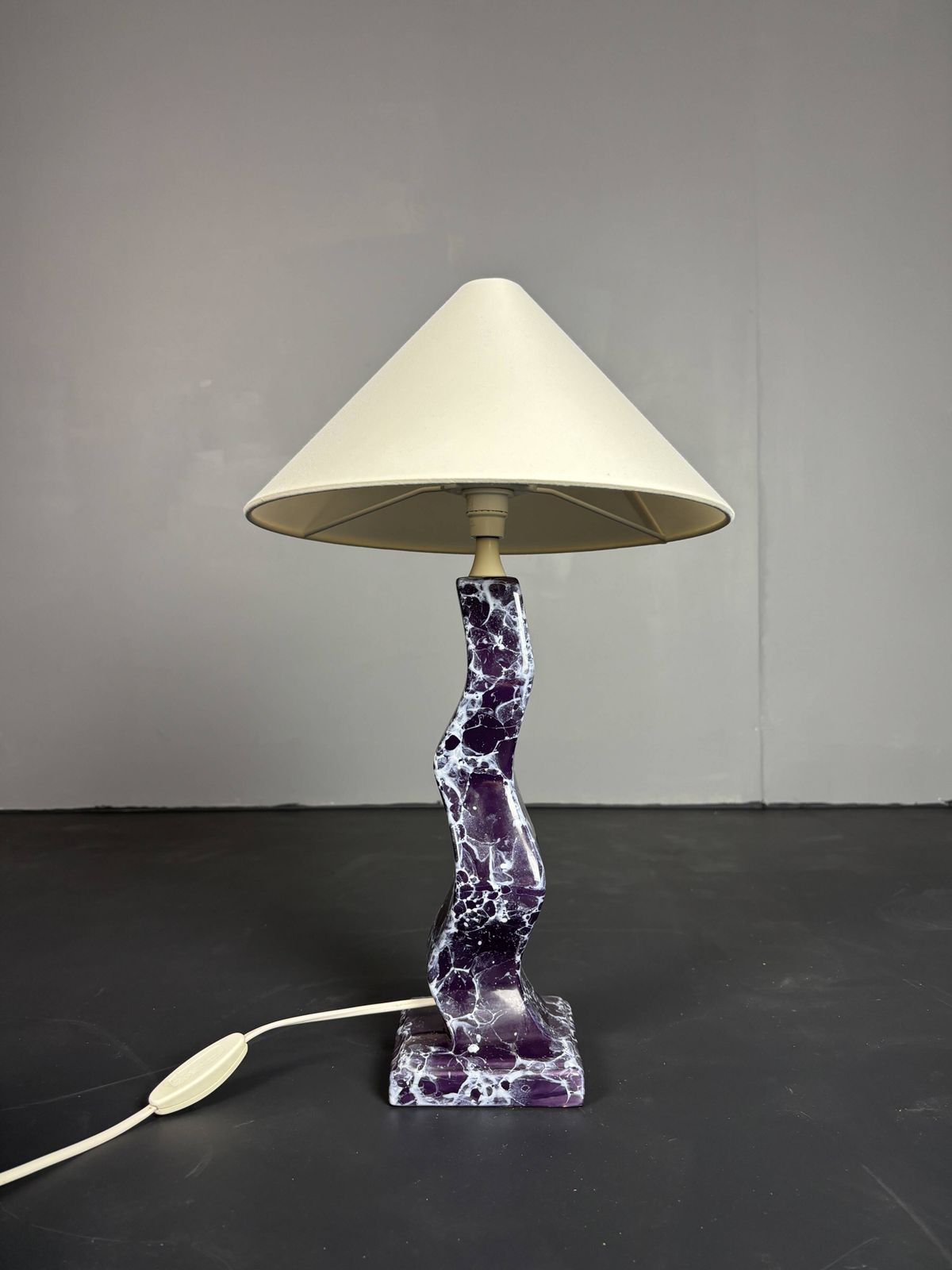 Post Modern Curvy Wavy Faux Marble Zig Zag Lamp, 1980s photo Lighting