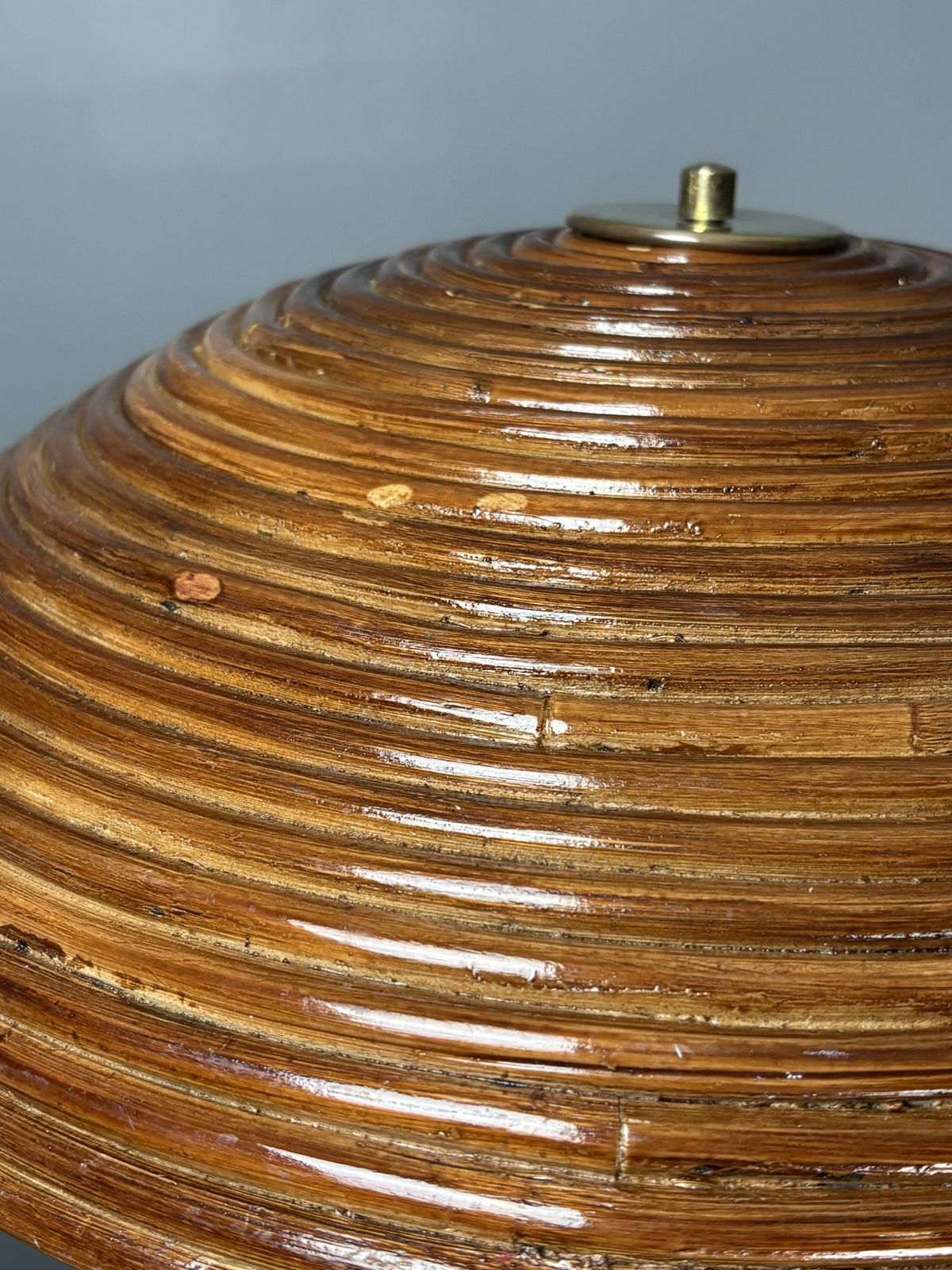 Midcentury Pencil Reed Rattan Bamboo And Brass Table Lamp, 1960s photo buy