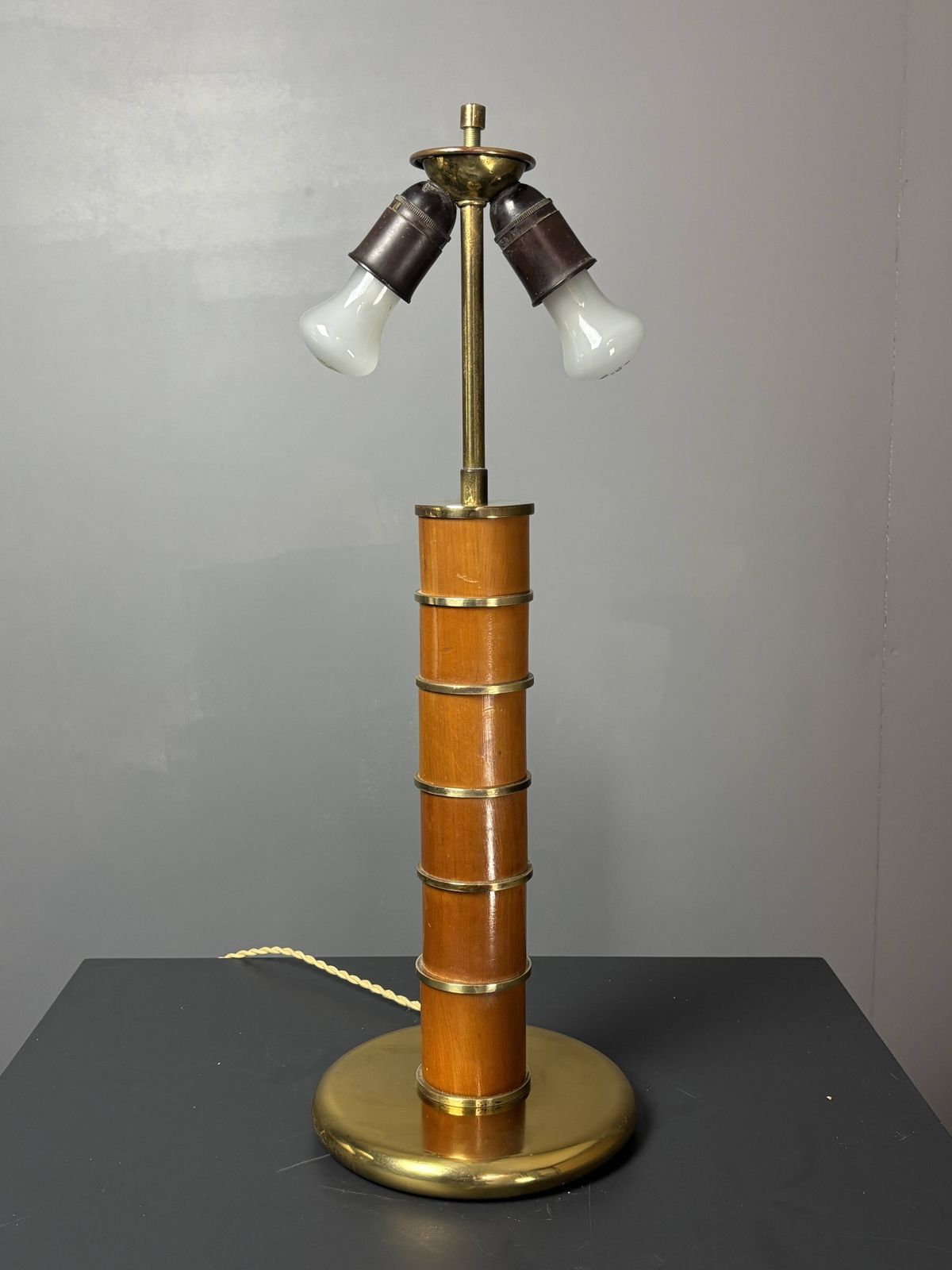 photo vinterior Midcentury Pencil Reed Rattan Bamboo And Brass Table Lamp, 1960s