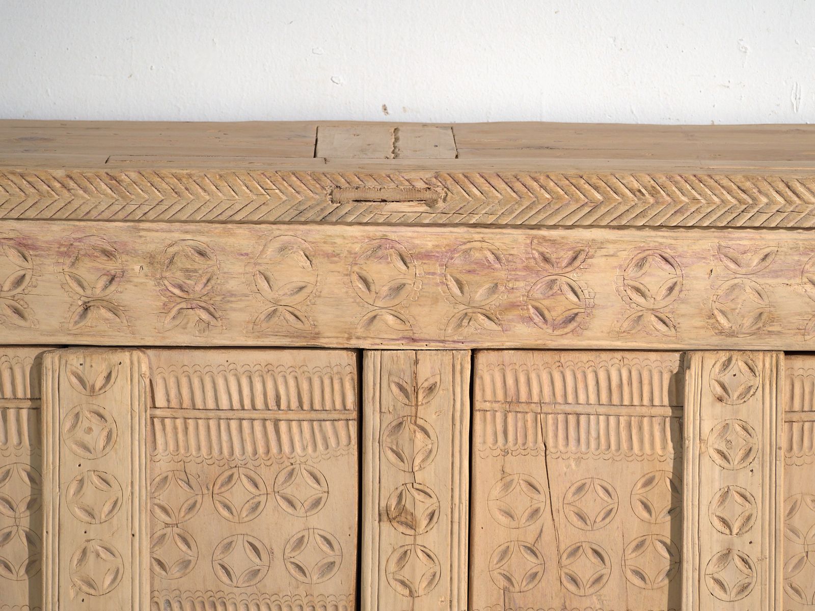 photo furniture Antique Carved Low Sideboard In Fir Wood – China, Circa 1930