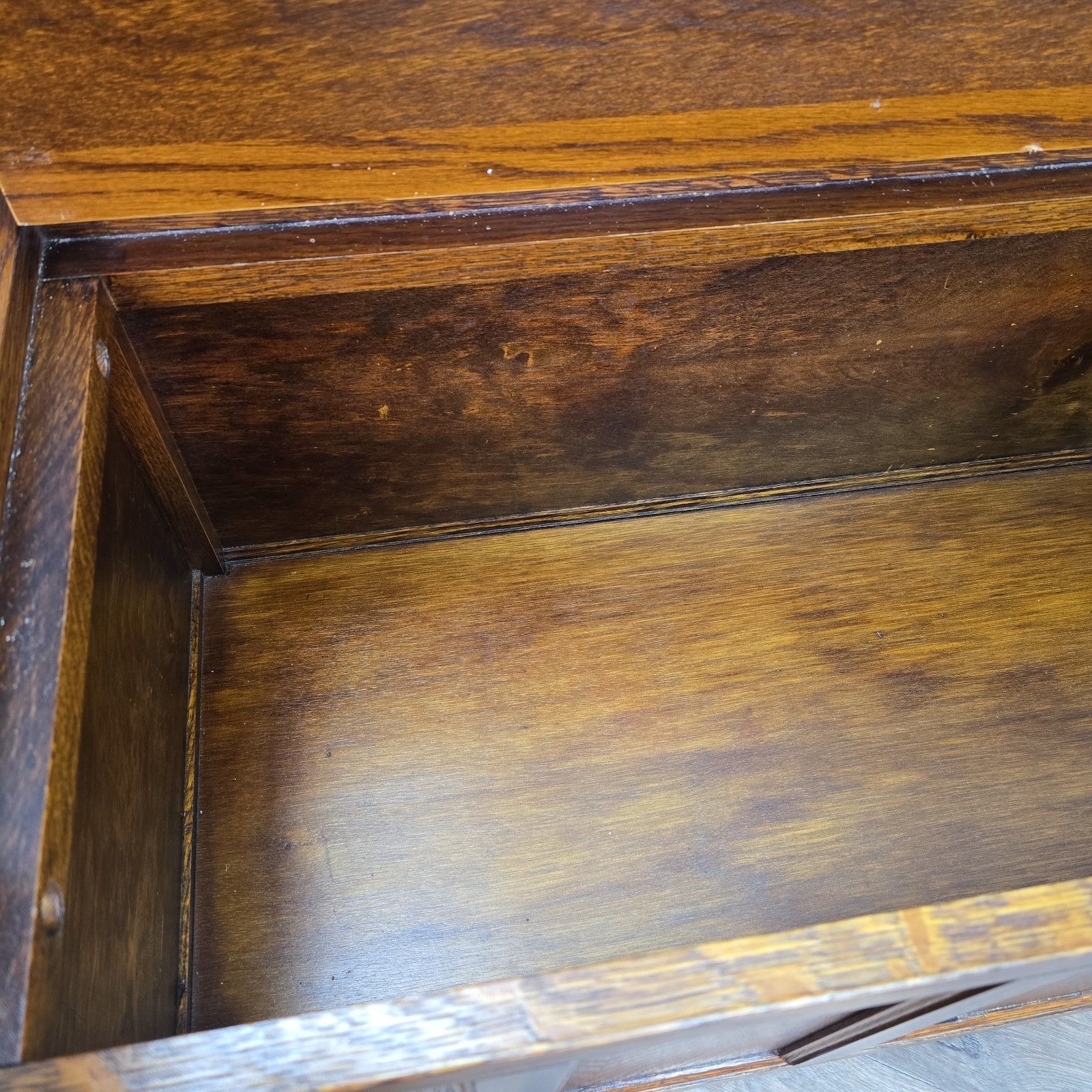 Furniture Antique Oak Settle Pew Monks Bench Storage Trunk Box Hall Seat Jacobean Revival photo