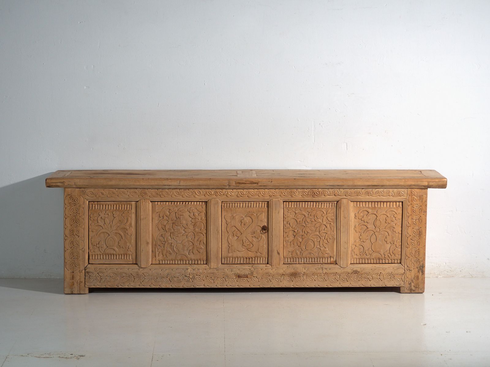 Antique Carved Low Sideboard In Fir Wood – China, Circa 1930 photo Furniture