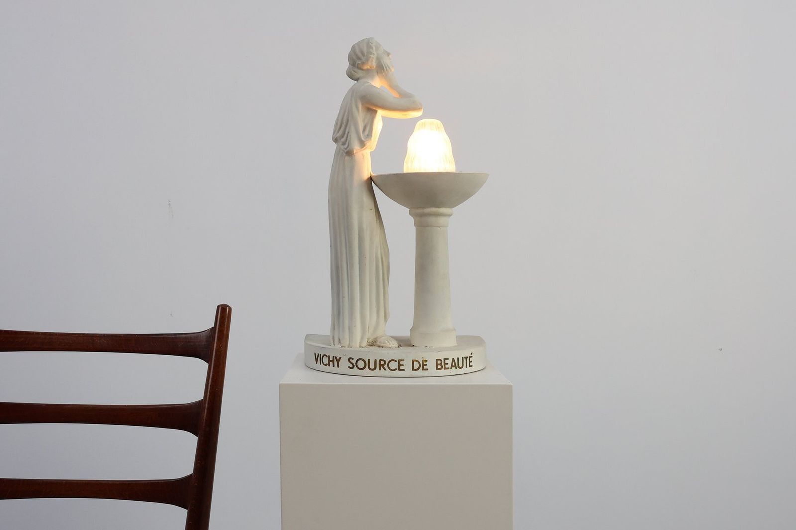 Art Deco Vichy Advertising Lamp In Plaster, Belgium, 1930s photo buy