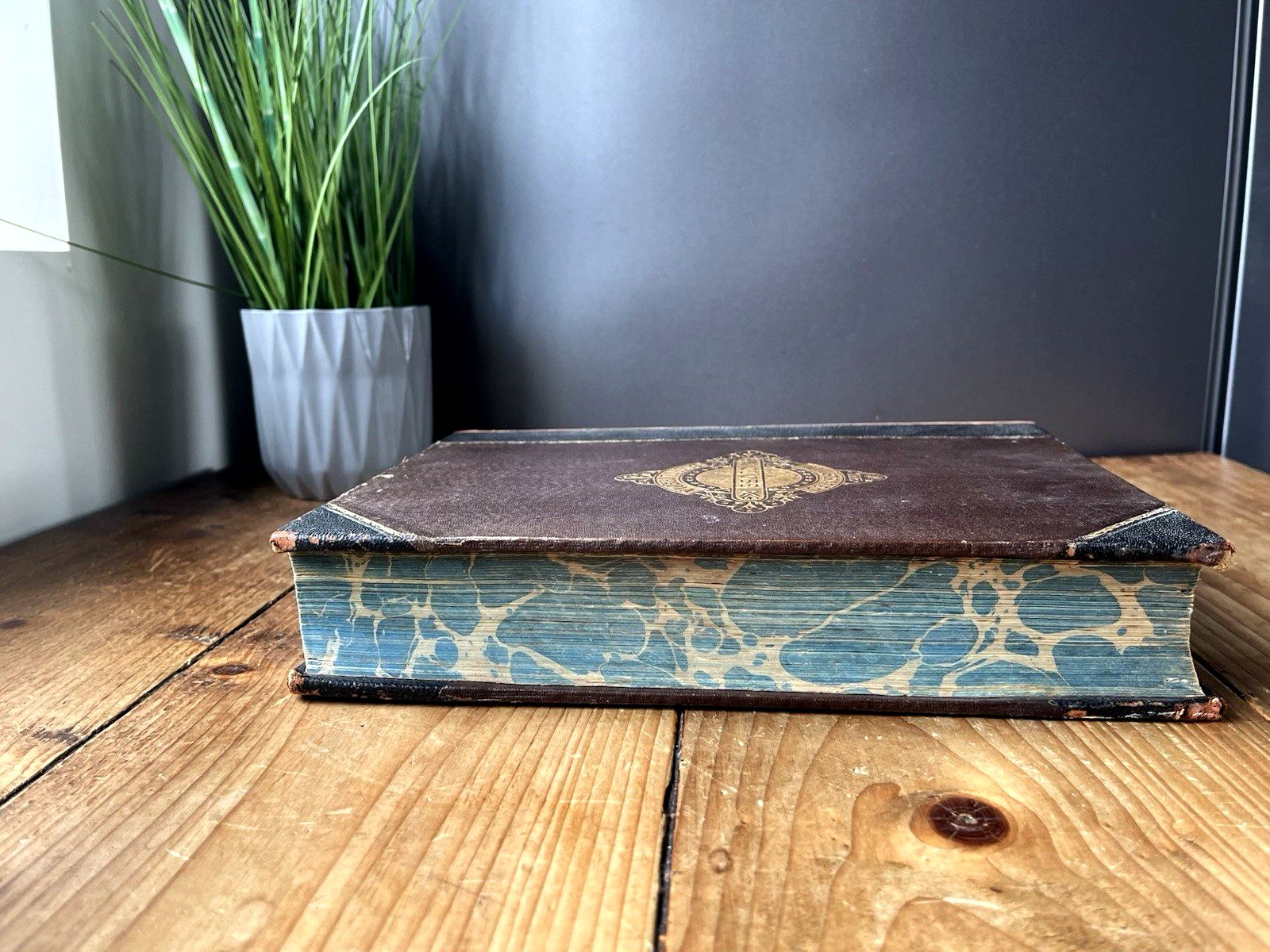 Antique Victorian Decorative Book 1881 Gilt Leather Globe Encyclopaedia Vol IV 4 photo for sale