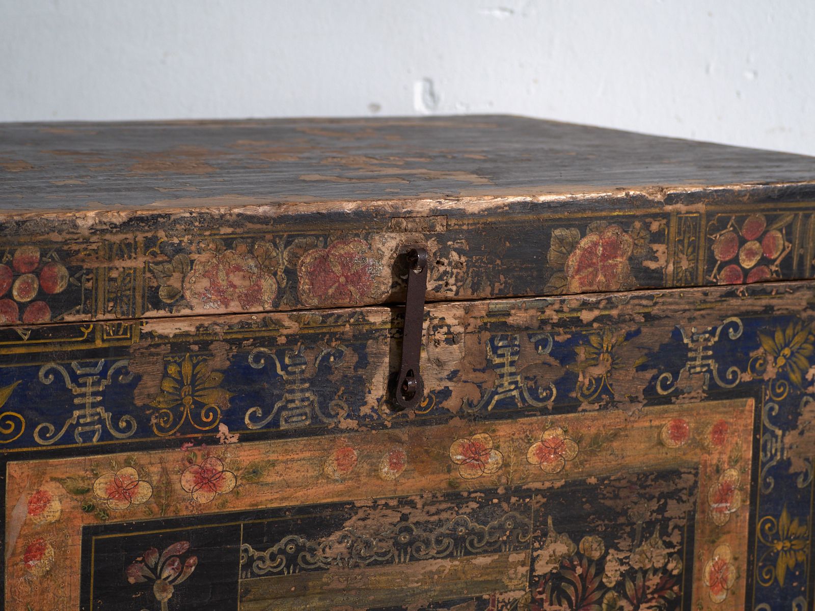 Antique Painted Trunk In Pine Wood – China, Circa 1900 photo for sale
