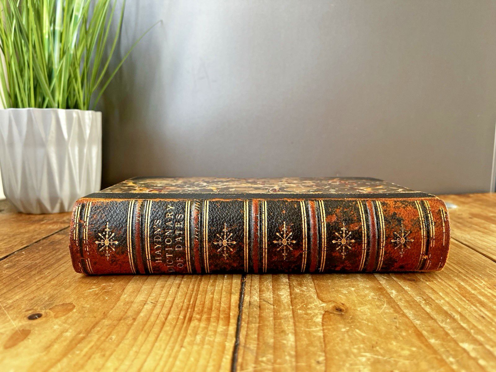 Antique Victorian Decorative Book 1861 Leather Joseph Haydns Dictionary Of Dates photo for sale
