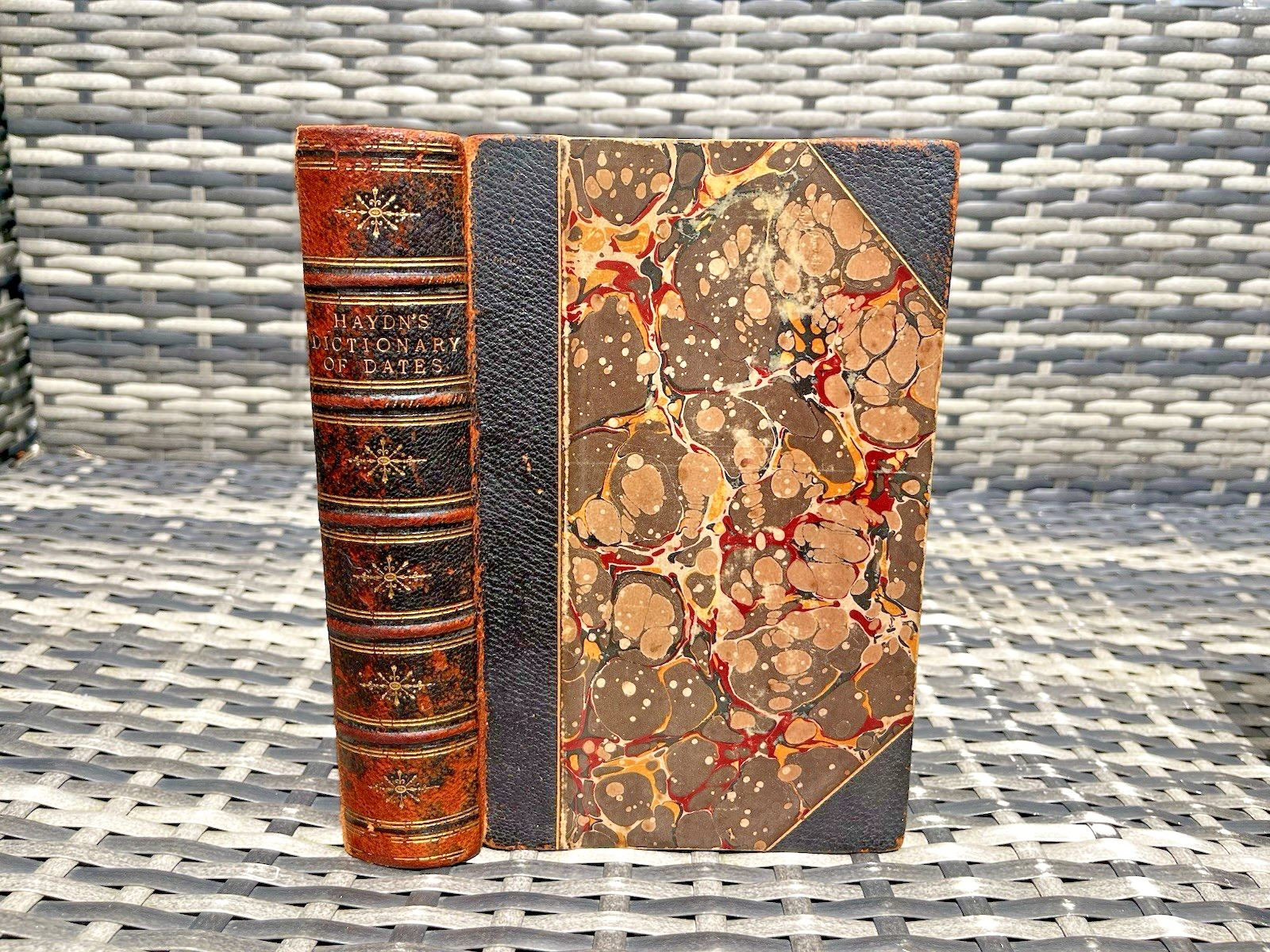 photo vinterior Antique Victorian Decorative Book 1861 Leather Joseph Haydns Dictionary Of Dates