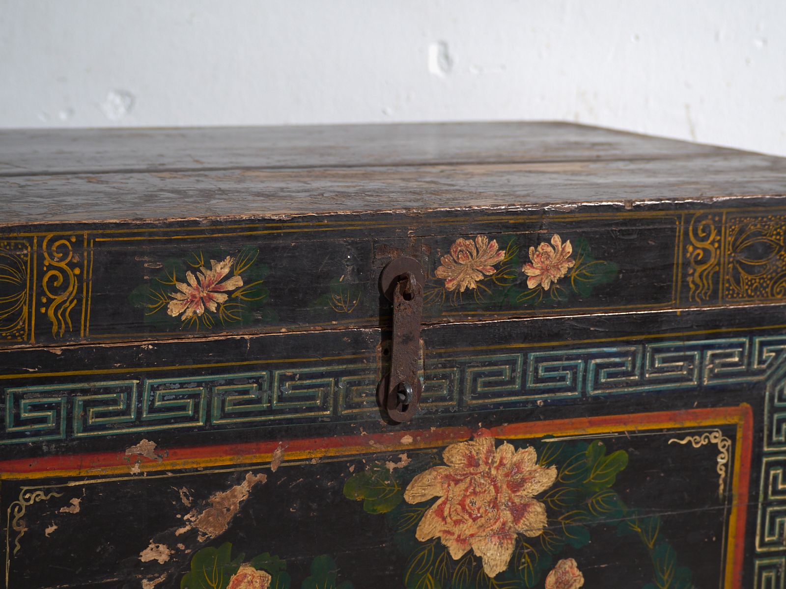 Antique Painted Trunk In Pine Wood – China, Circa 1900 photo for sale