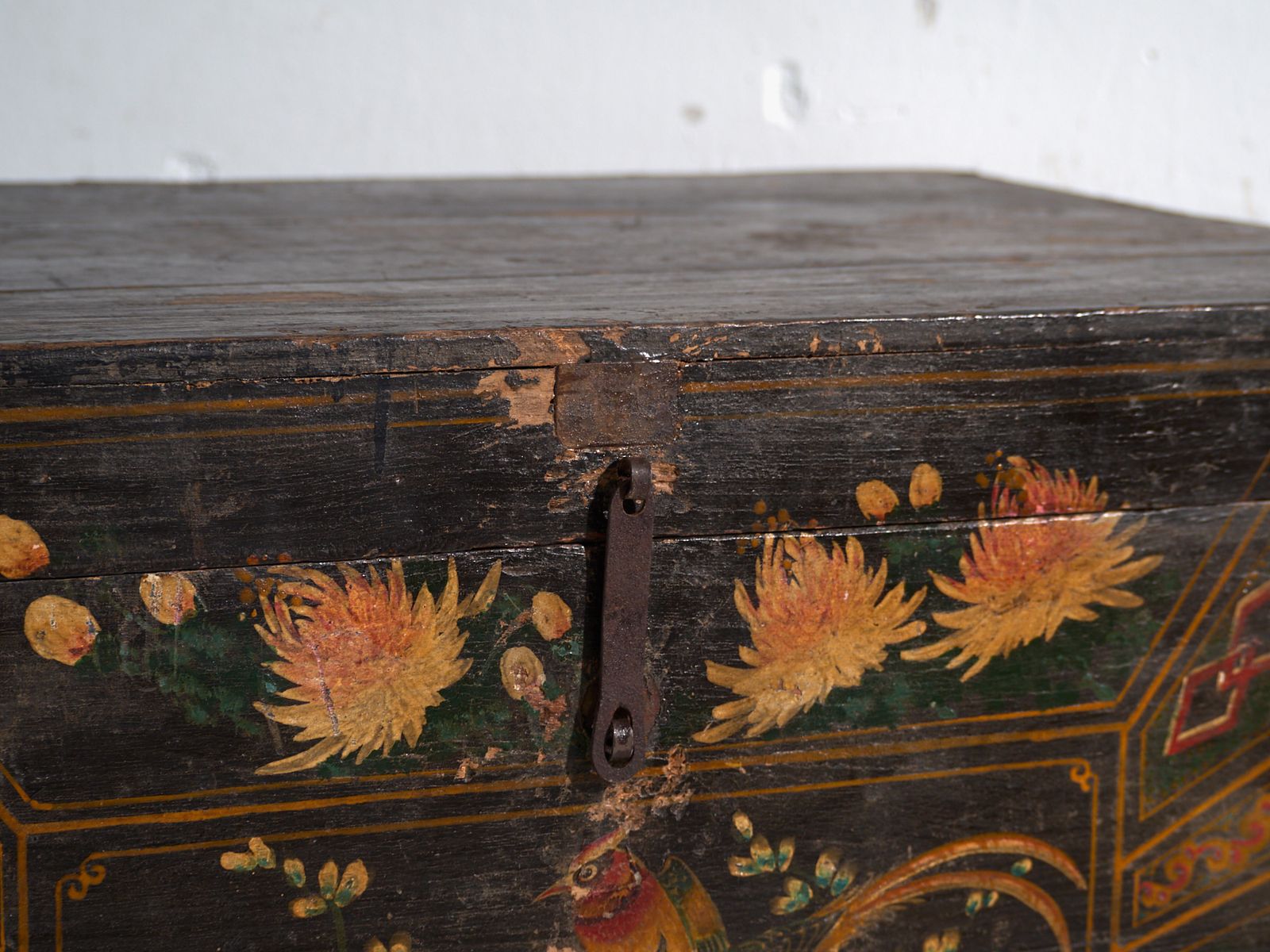 Antique Painted Trunk In Pine Wood – China, Circa 1900 photo for sale