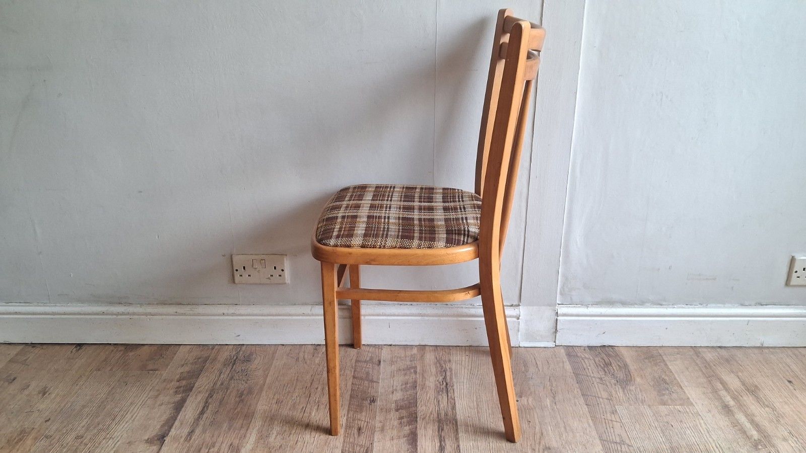 230.0 Iconic English Made Mid Century Teak Upholstered Kitchen /Dining Chairs photo