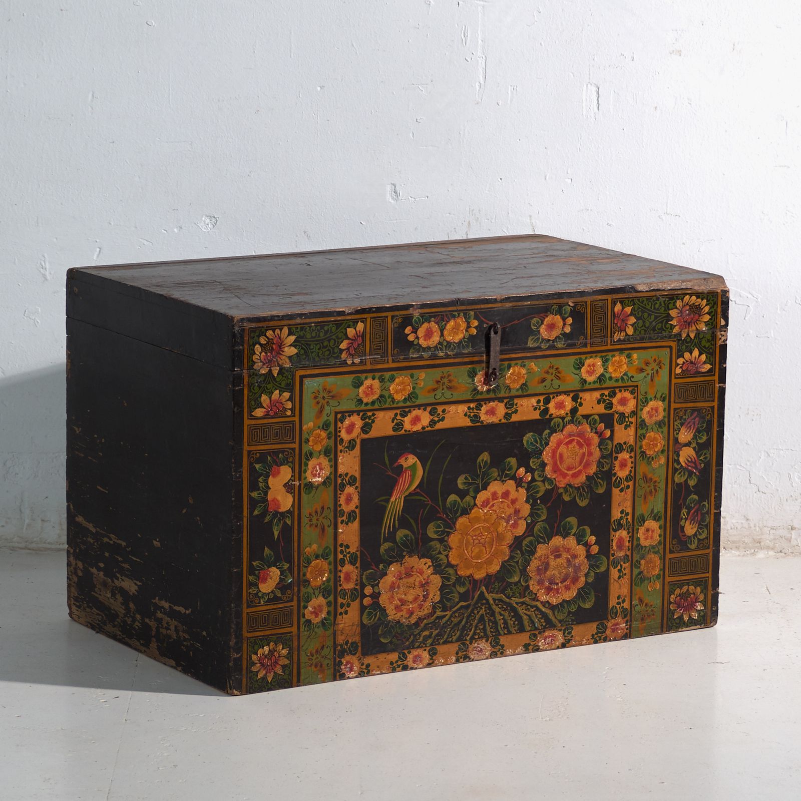 Antique Painted Trunk In Pine Wood – China, Circa 1900