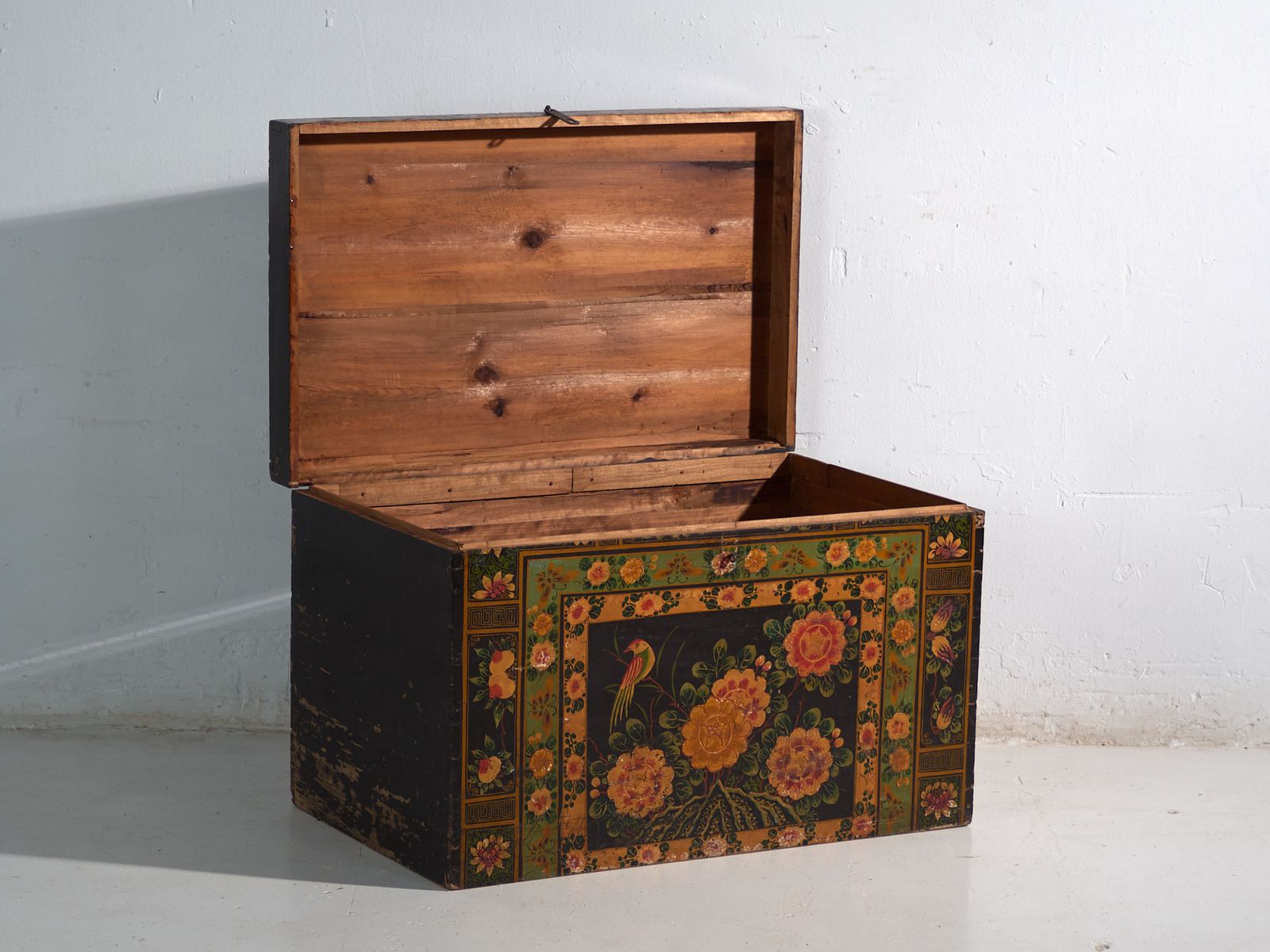 Antique Painted Trunk In Pine Wood – China, Circa 1900 photo for sale