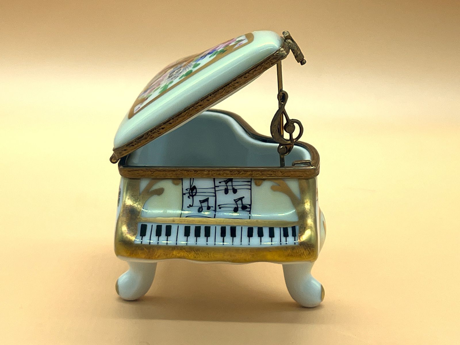 Jacques Limoges Porcelain France Limited Edition 55/250 Hinged Piano Hand Painted Trinket / Jewelry Box. photo for sale