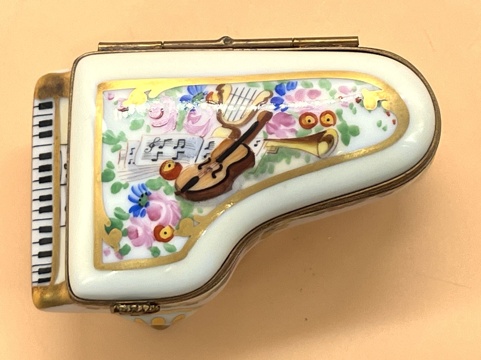 149.95 Jacques Limoges Porcelain France Limited Edition 55/250 Hinged Piano Hand Painted Trinket / Jewelry Box. photo
