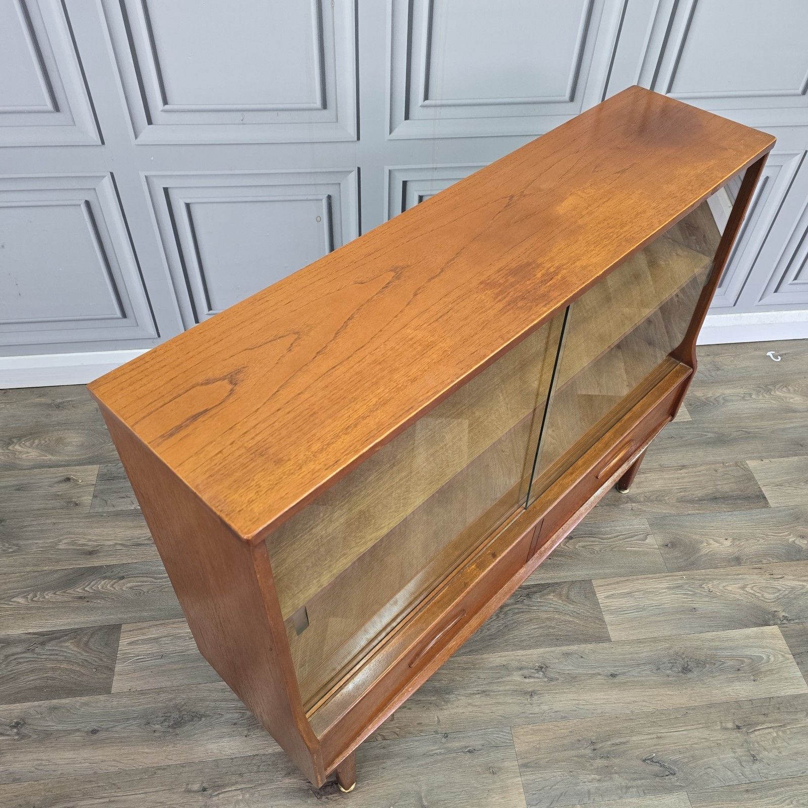 Vintage Jentique Display Cabinet Teak Glass Mid Century Bookcase Sideboard Shelf photo for sale